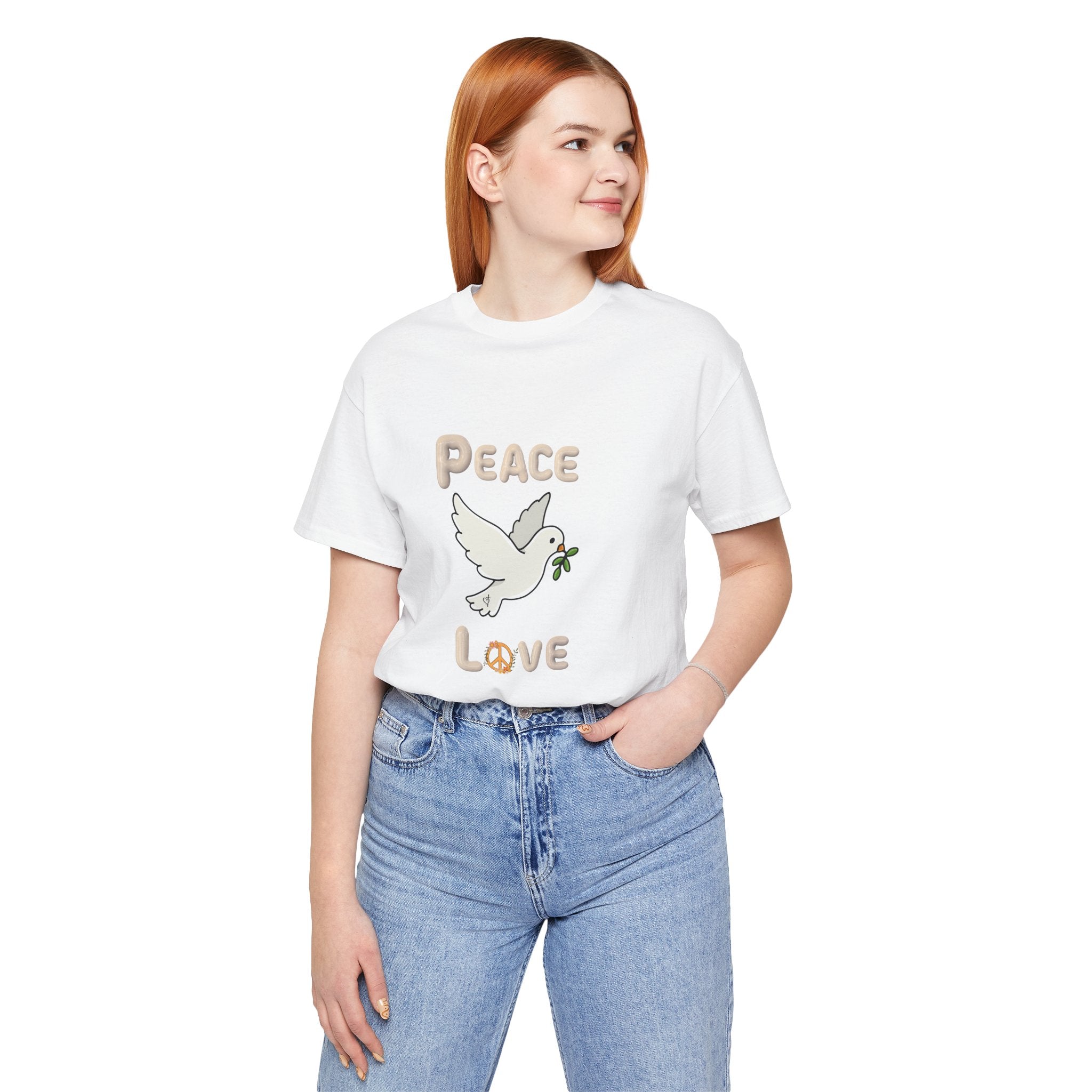 Adult Female Relaxed Comfort Tee:  Peace and Love