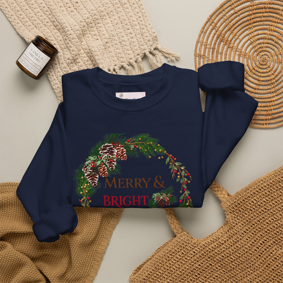 Merry & Bright & Blessed | Women's Christmas Crewneck Sweatshirt