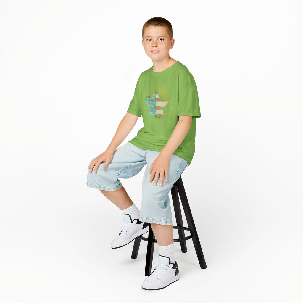 Under God | Watercolor Star Flag Kids T-Shirt Unisex Kids Heavy Cotton™ Tee