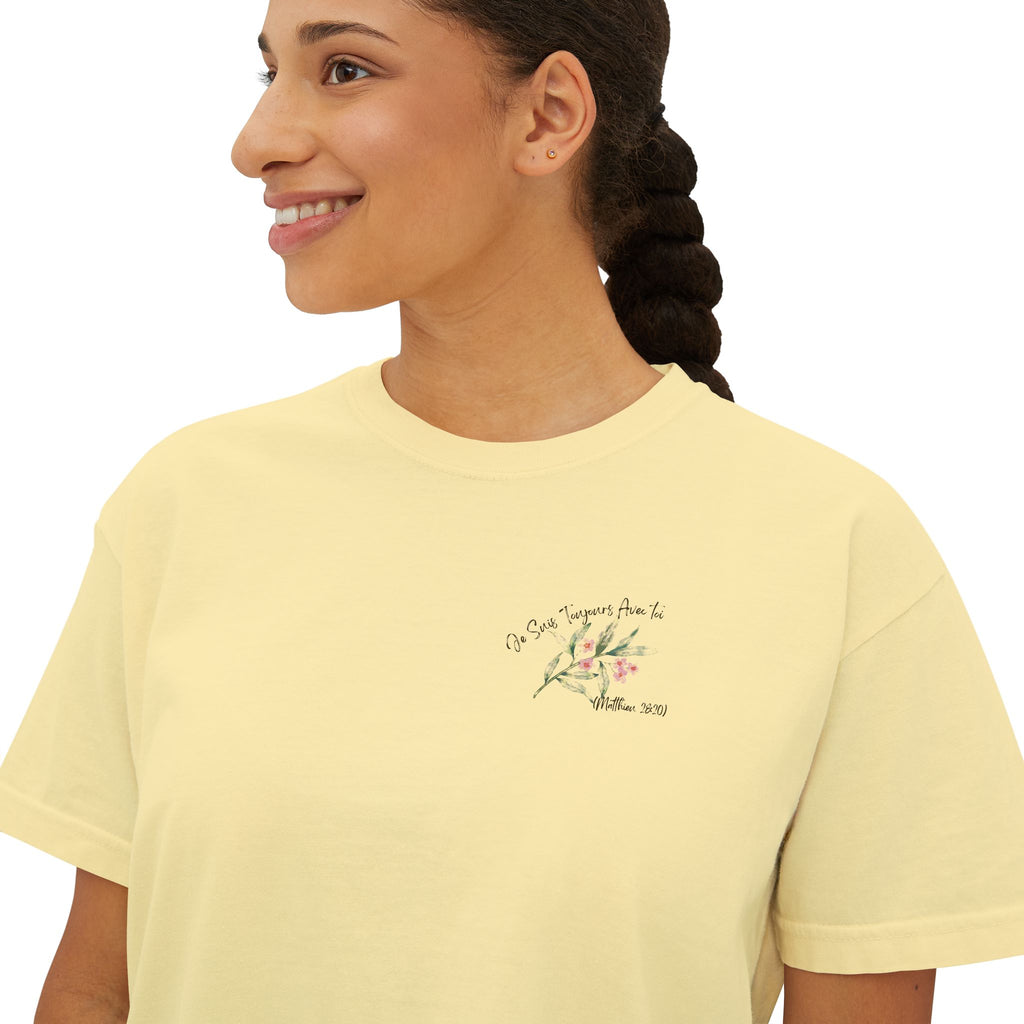 I Am With You Always" Multilingual Cropped Tee Adult Female