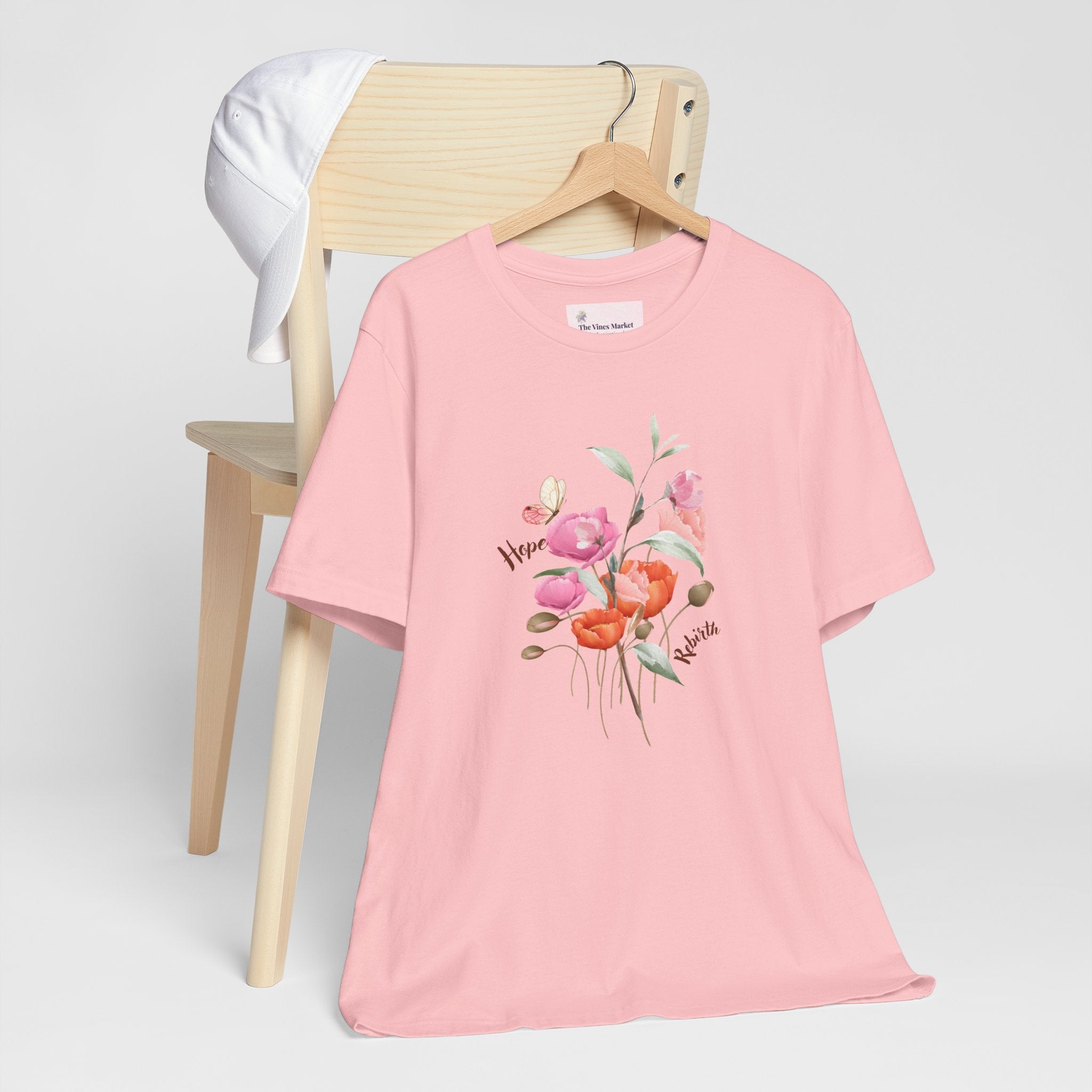 Relaxed Adult Female Comfort Tee: Hope & Rebirth Floral Tee – Easter Collection