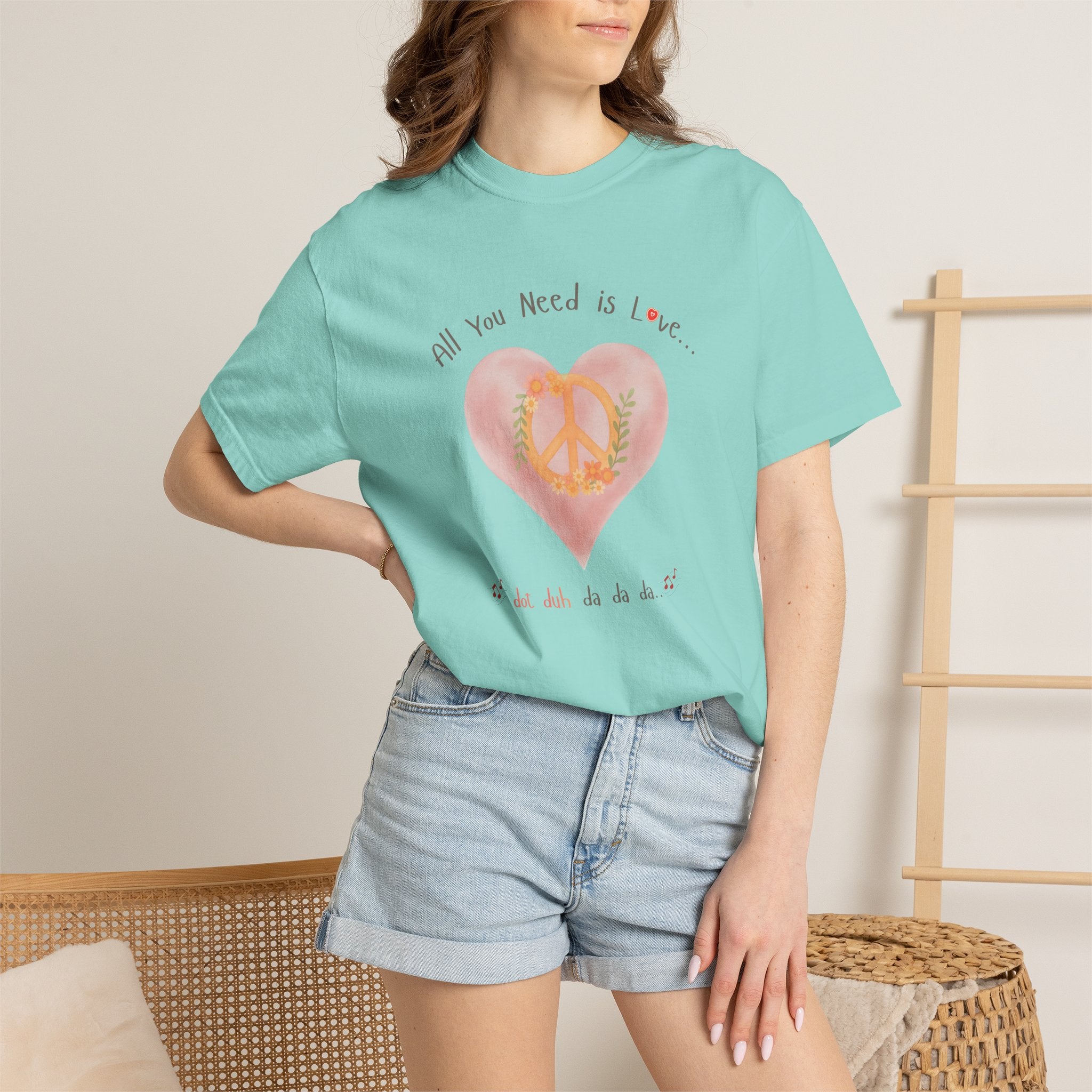 Peace and Love — Watercolor All You Need Is Love Tee — For Her