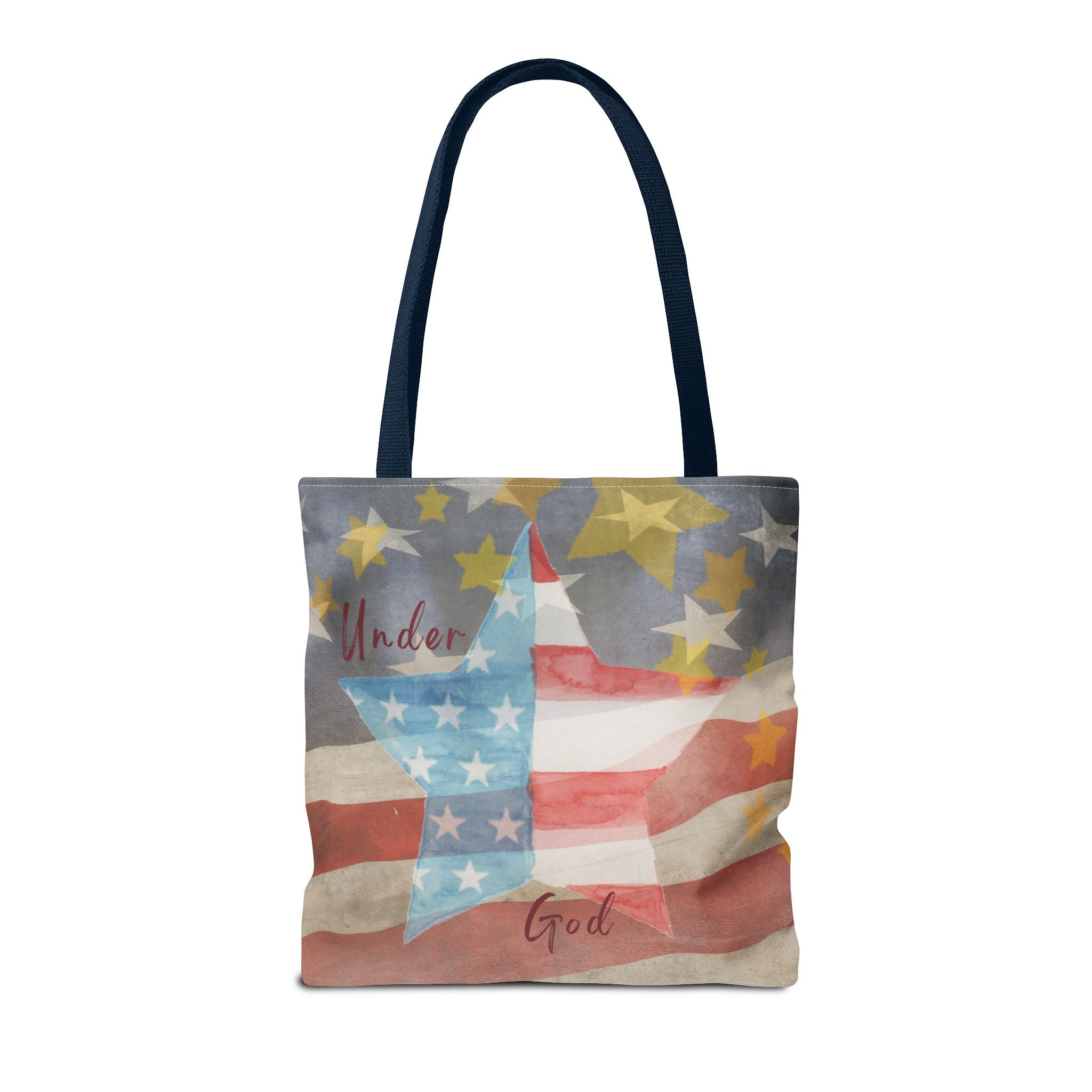 Under God | Watercolor Stars and Stripes Tote Bag 3 Sizes