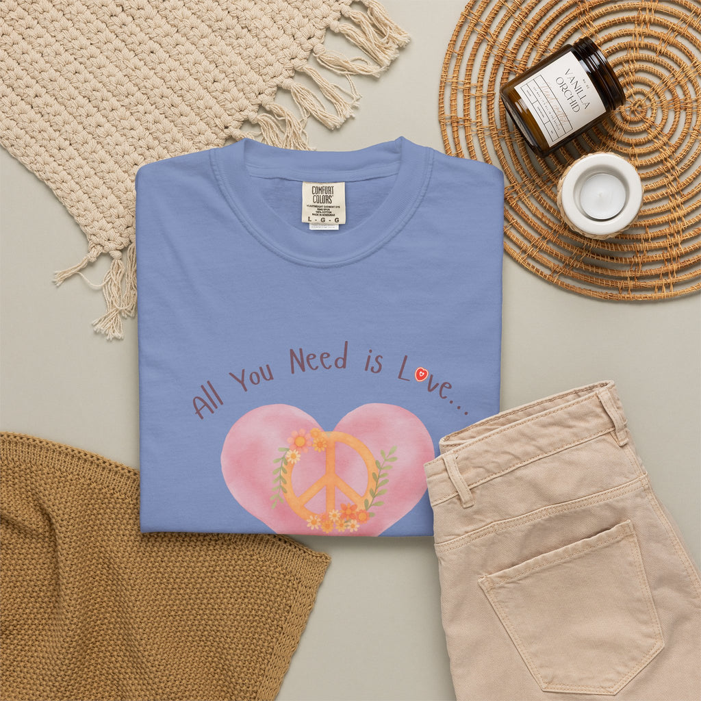 Peace and Love — Watercolor All You Need Is Love Tee — For Her