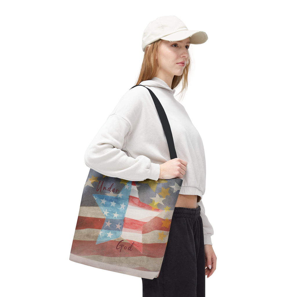 Under God | Watercolor Stars and Stripes Tote Bag 3 Sizes