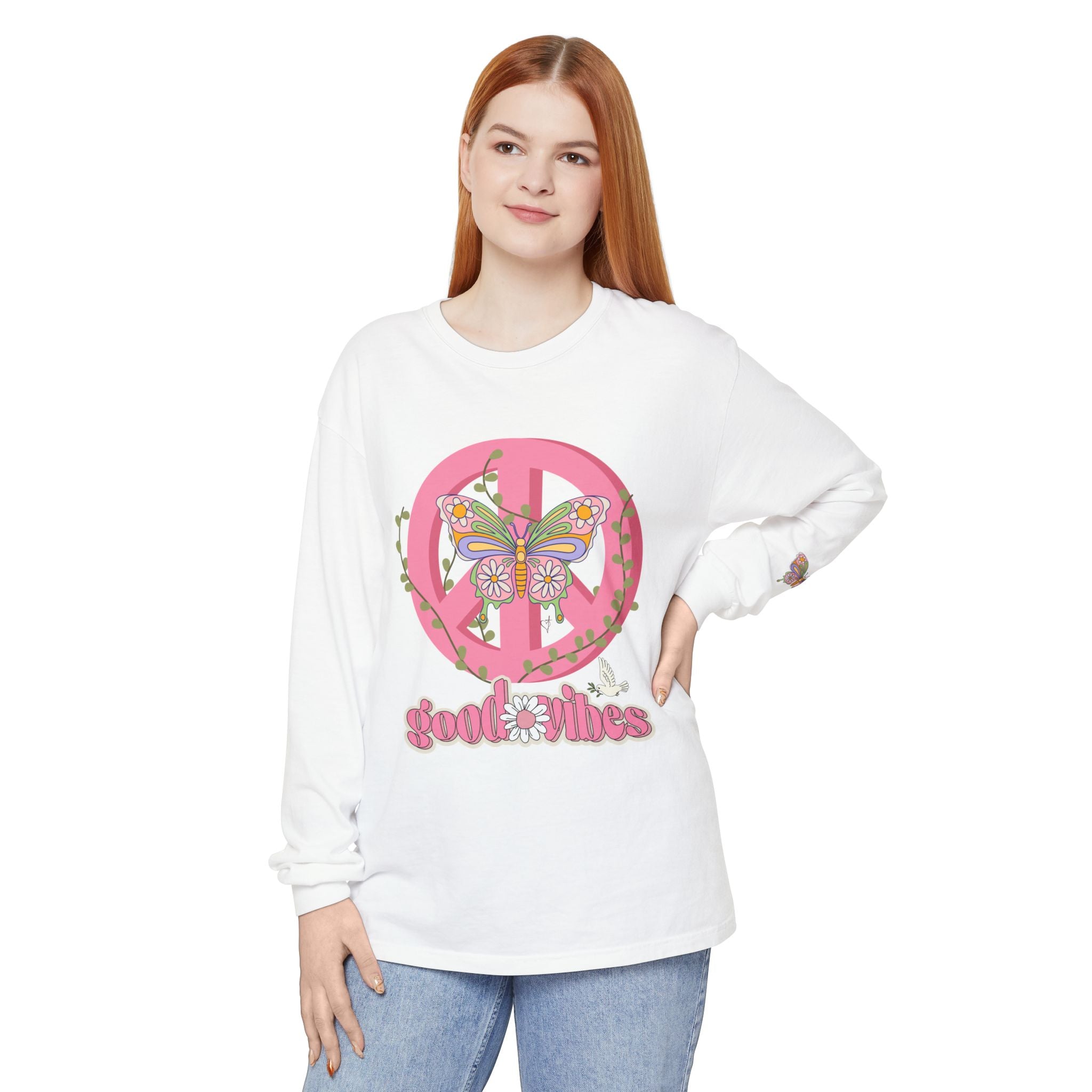Good Vibes Peace and Love Soft Long Sleeve T-Shirt for Her