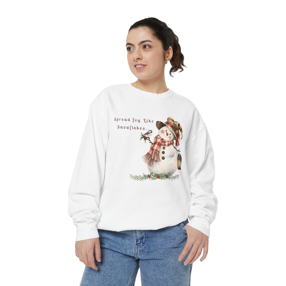 Spread Joy Like Snowflakes | Comfort Colors Snowman Sweatshirt