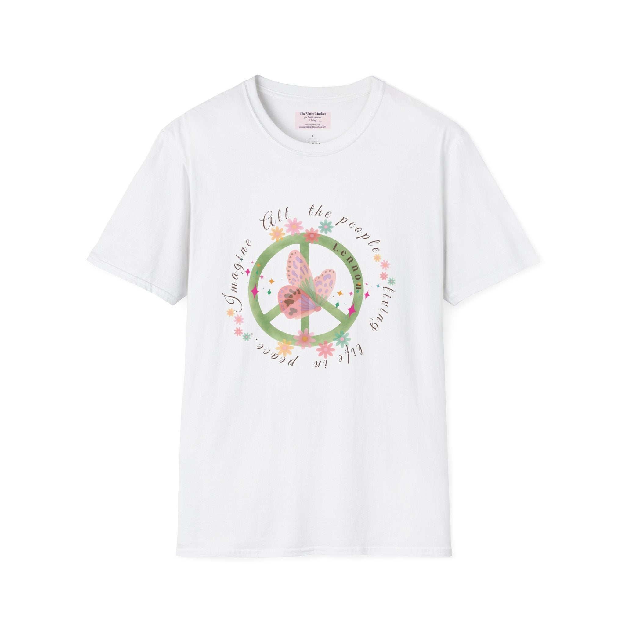Peace and Love:  Imagine All The People Ultra Soft 100% Cotton Tee for Her