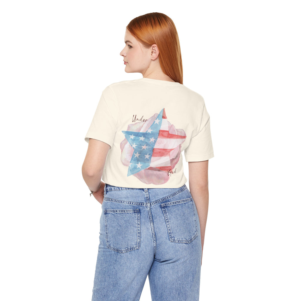 Under God | Soft Watercolor Star & Rose Women's Relaxed Tee
