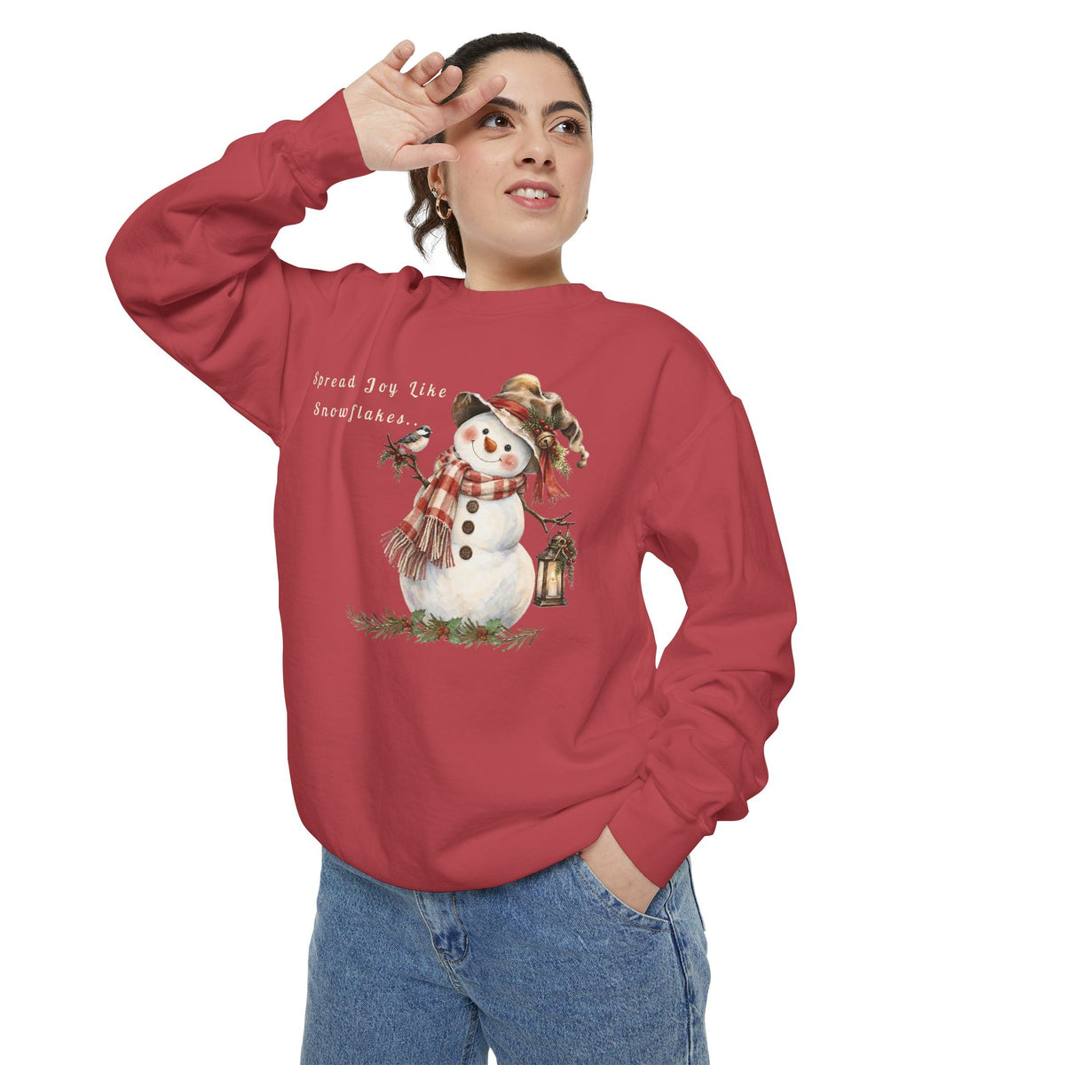 Spread Joy Like Snowflakes | Comfort Colors Snowman Sweatshirt