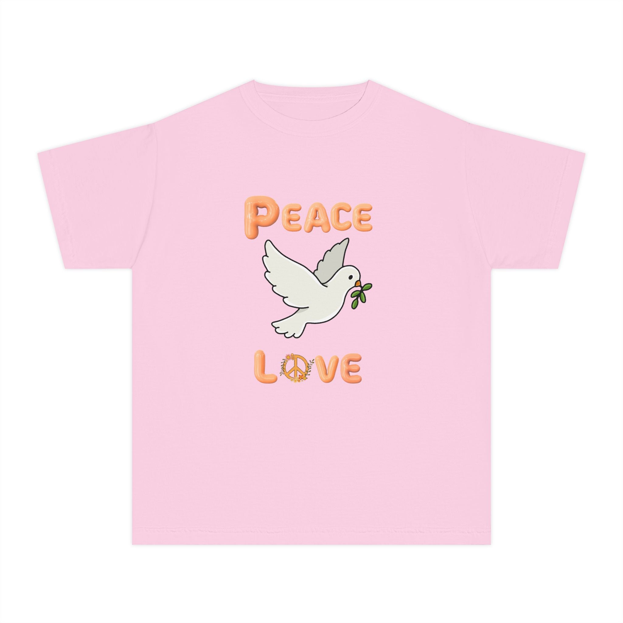 Unisex Youth Cotton Retro Tee:  Peace and Love