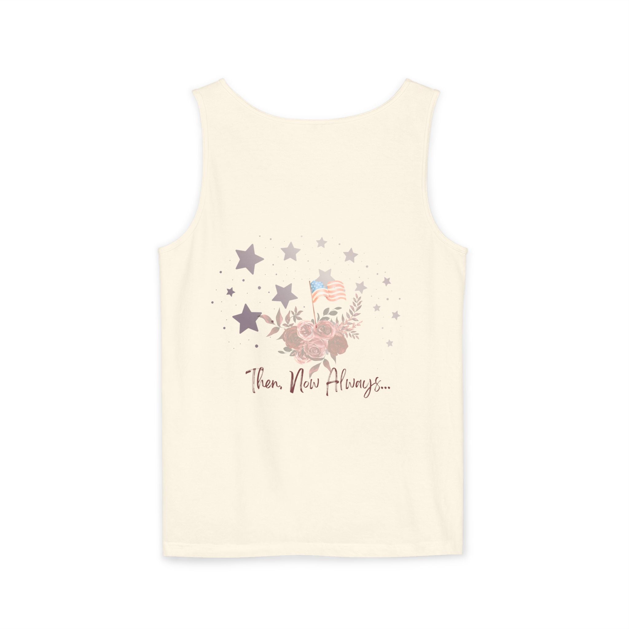 Then, Now and Always | Watercolor Flag & Roses Women's Tank Top