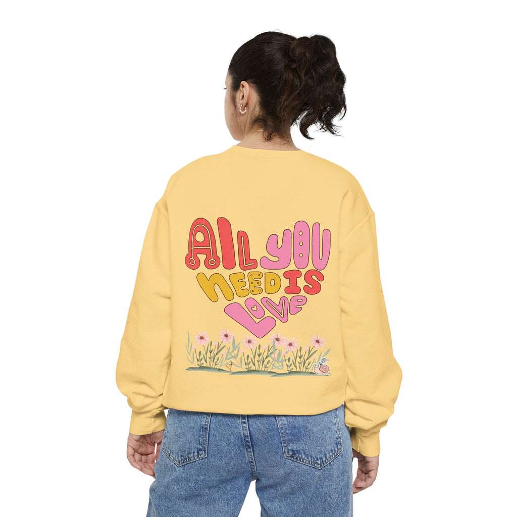Retro Adult Female Crew Neck Sweatshirt:  All You Need is Love