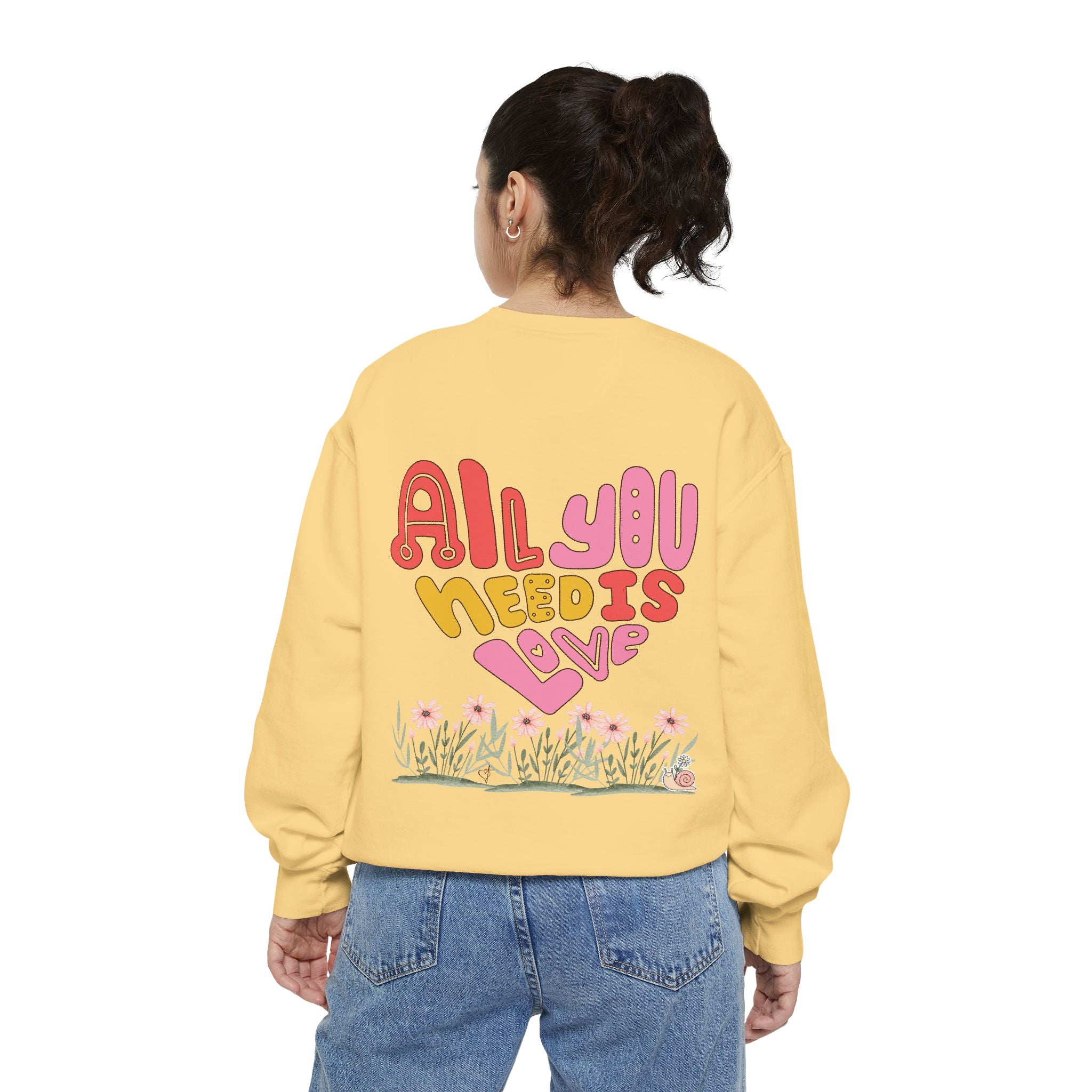 Retro Adult Female Crew Neck Sweatshirt:  All You Need is Love