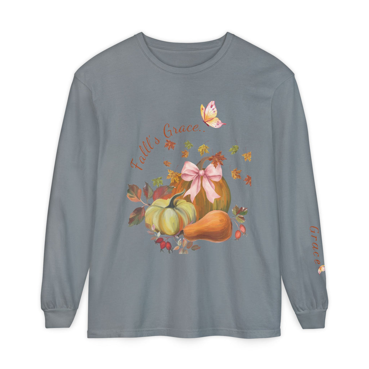 Fall’s Grace | Women’s Pumpkin Long-Sleeve Tee