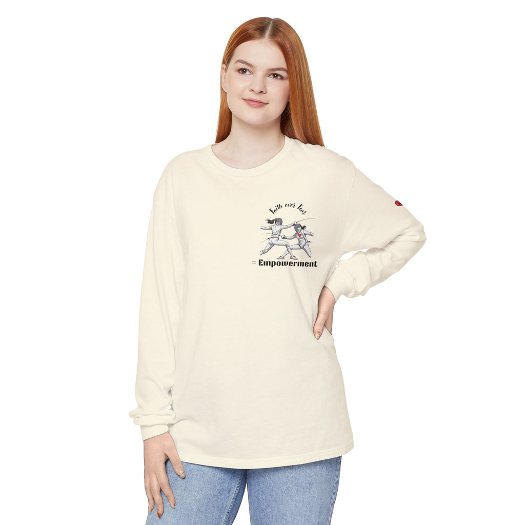 Faith Over Fear – Empowerment Long Sleeve Fencing Tee for Women & Girls