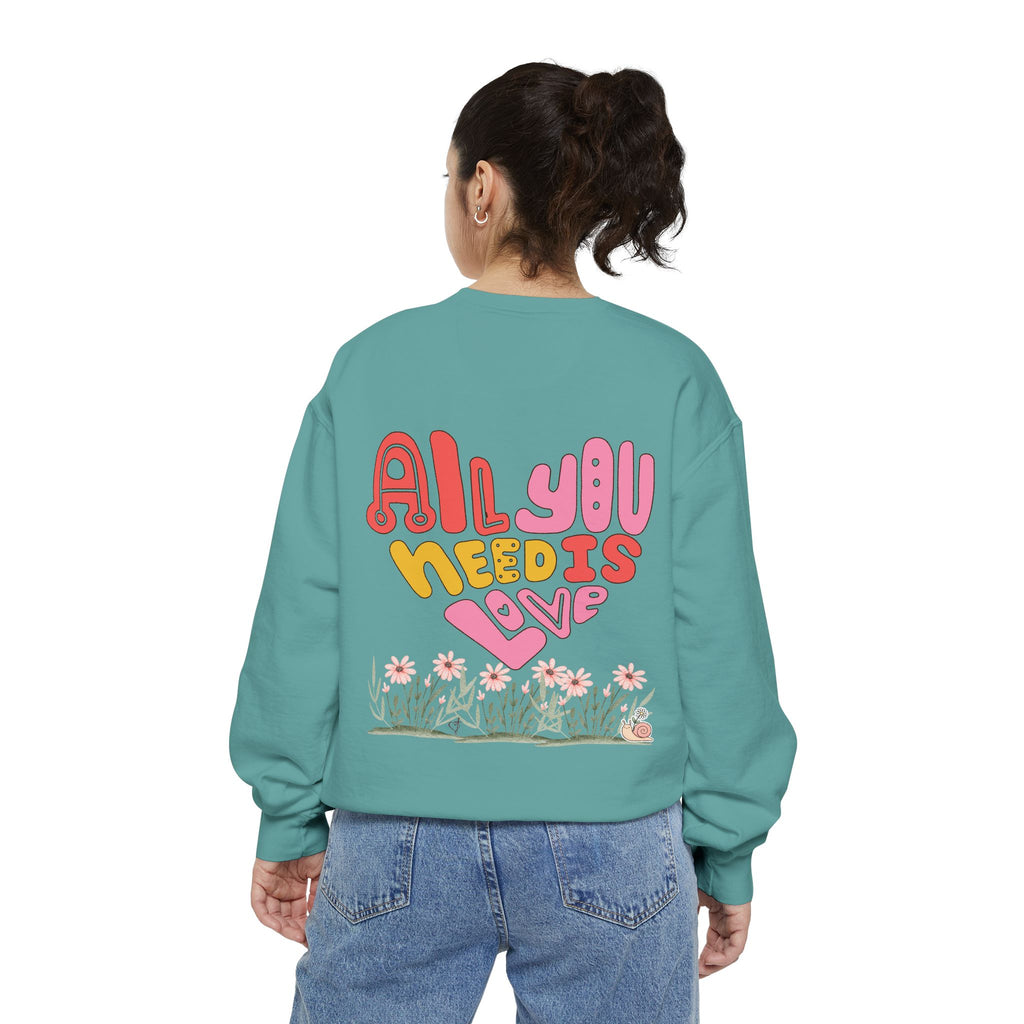 Retro Adult Female Crew Neck Sweatshirt:  All You Need is Love