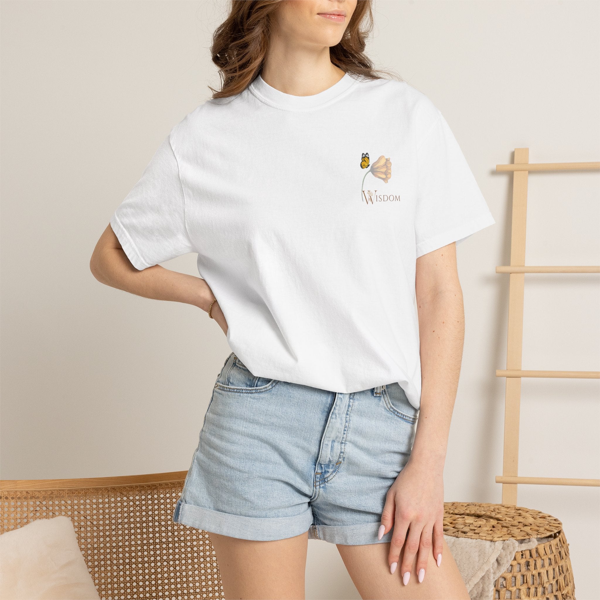 Whispers Collection™ | “Wisdom” Comfort Colors® Garment-Dyed Tee | Inspirational Botanical Shirt | Literary Minimalist Graphic Tee Women Adult