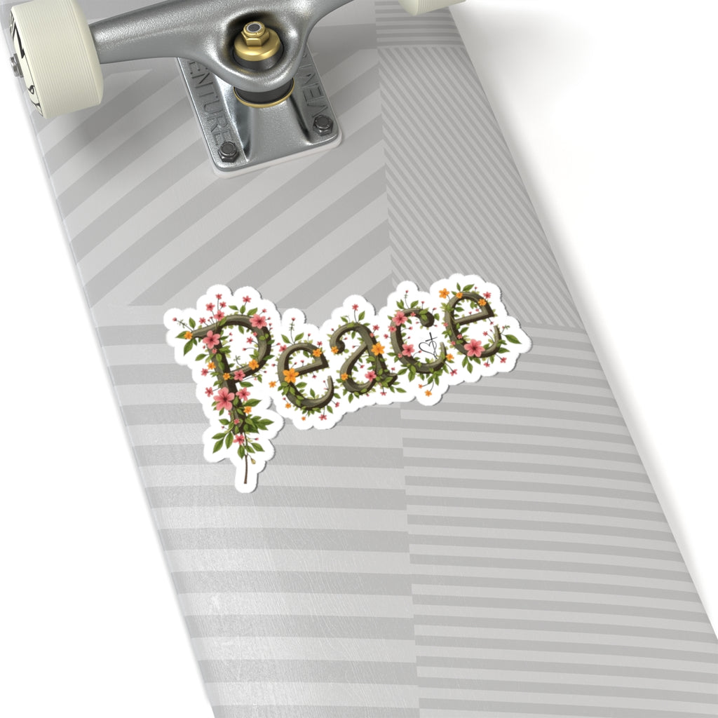 Peace Floral Sticker — Kiss-Cut Decorative Laptop & Water Bottle Decal