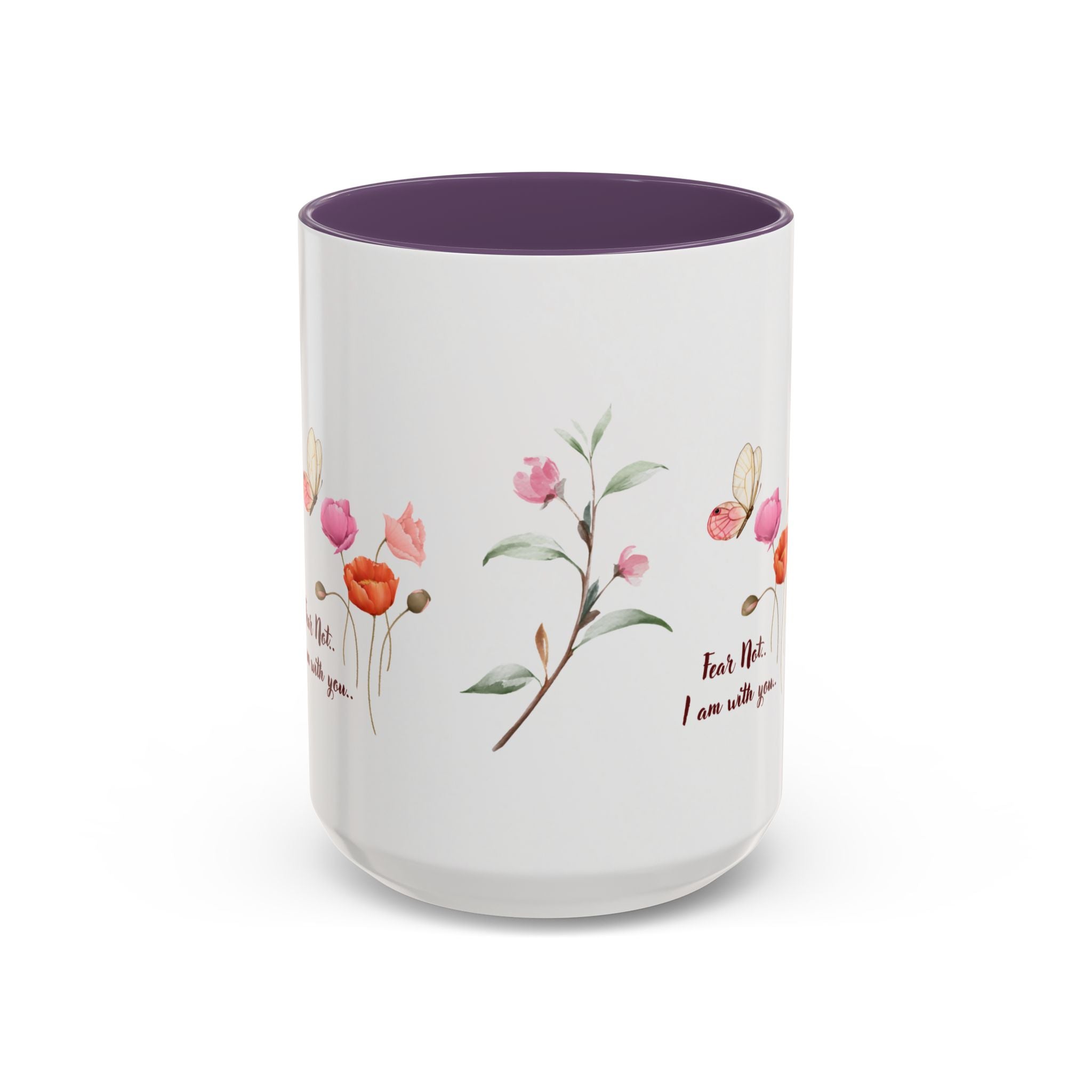 "Fear Not I am With You" Poppies Coffee Mug - Morning Grace in Every Sip (11, 15oz)
