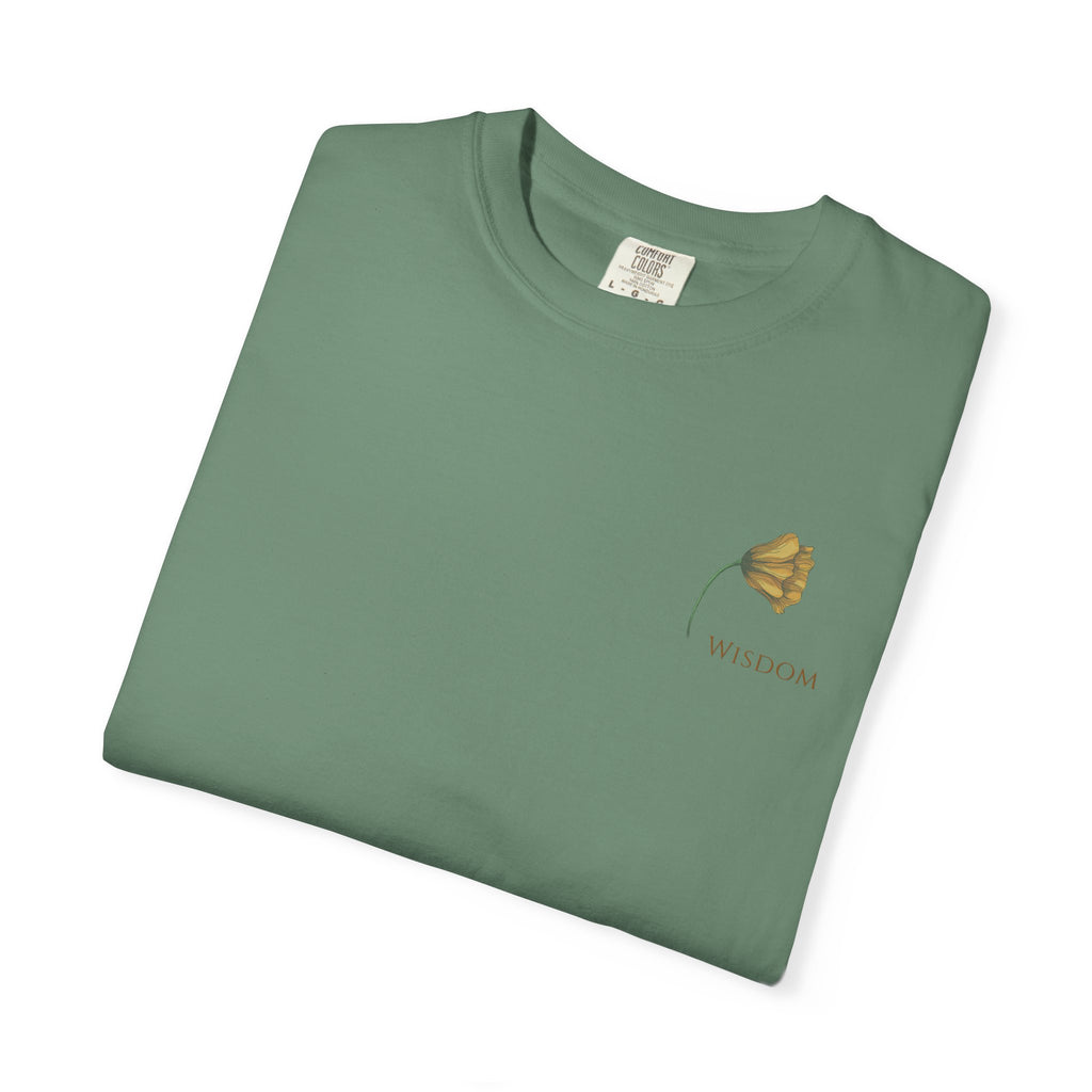 Whispers Collection™ | “Wisdom” Comfort Colors® Garment-Dyed Tee | Inspirational Botanical Shirt | Literary Minimalist Graphic Tee Women Adult