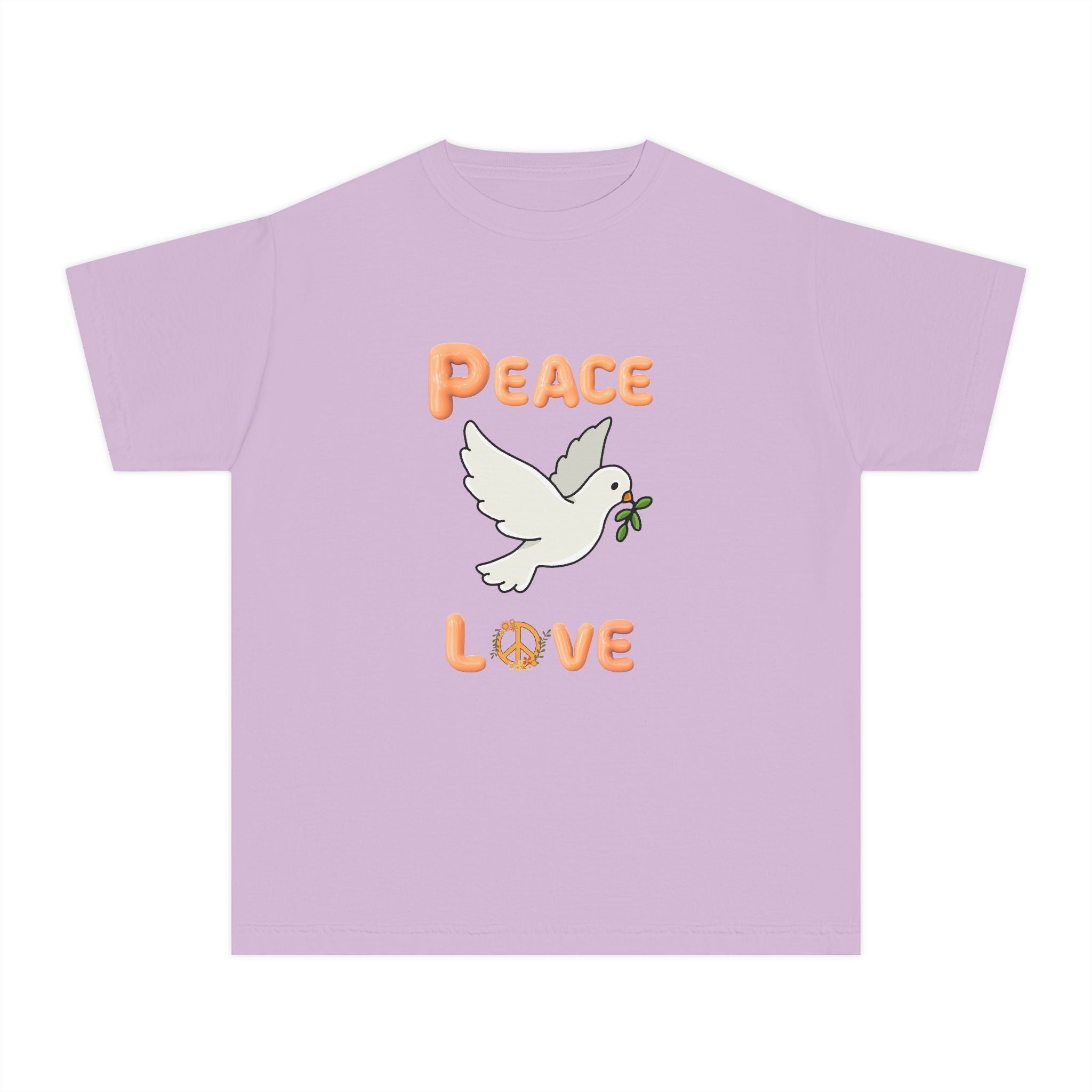 Unisex Youth Cotton Retro Tee:  Peace and Love