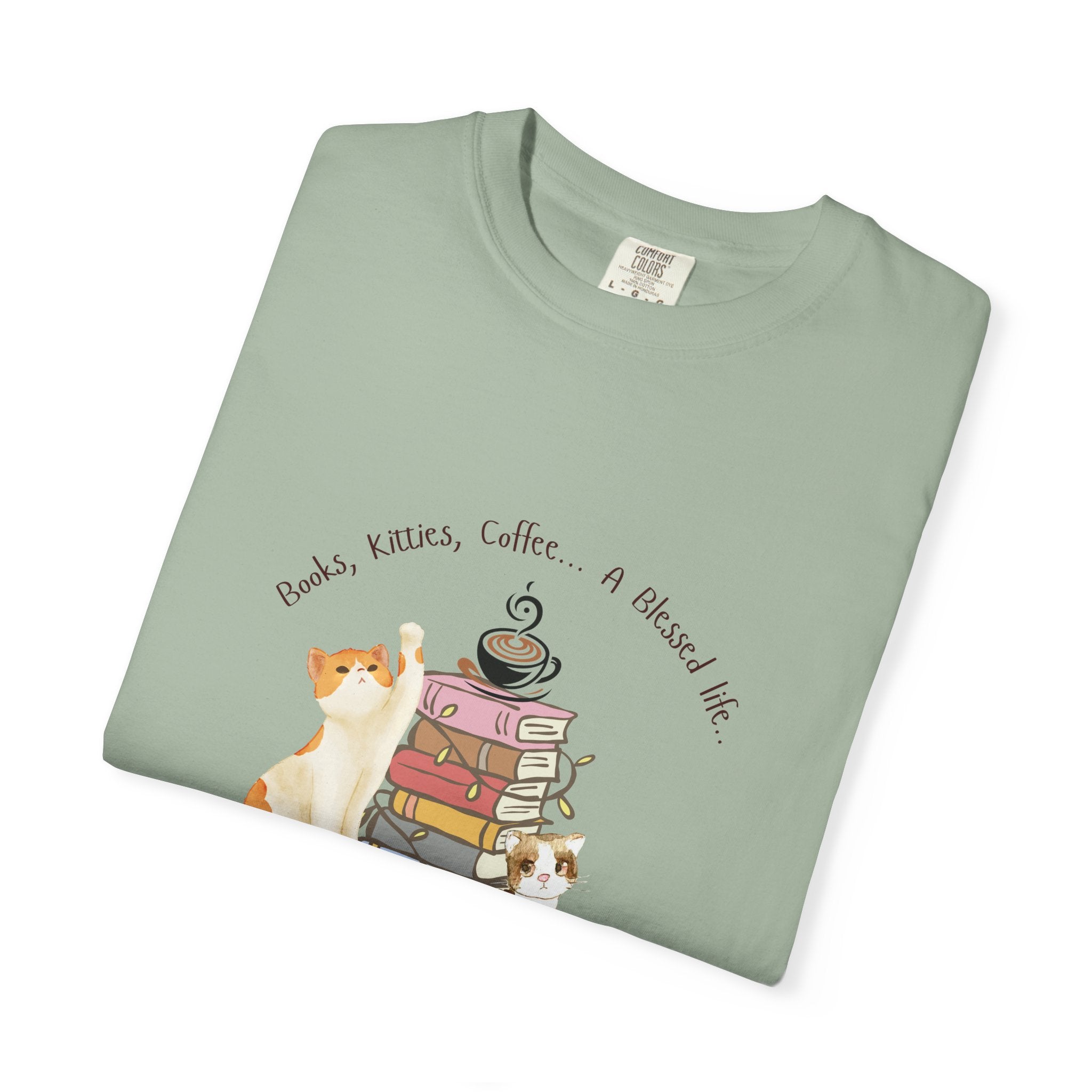 Books Kitties Coffee - A Blessed Life Relaxed Tee