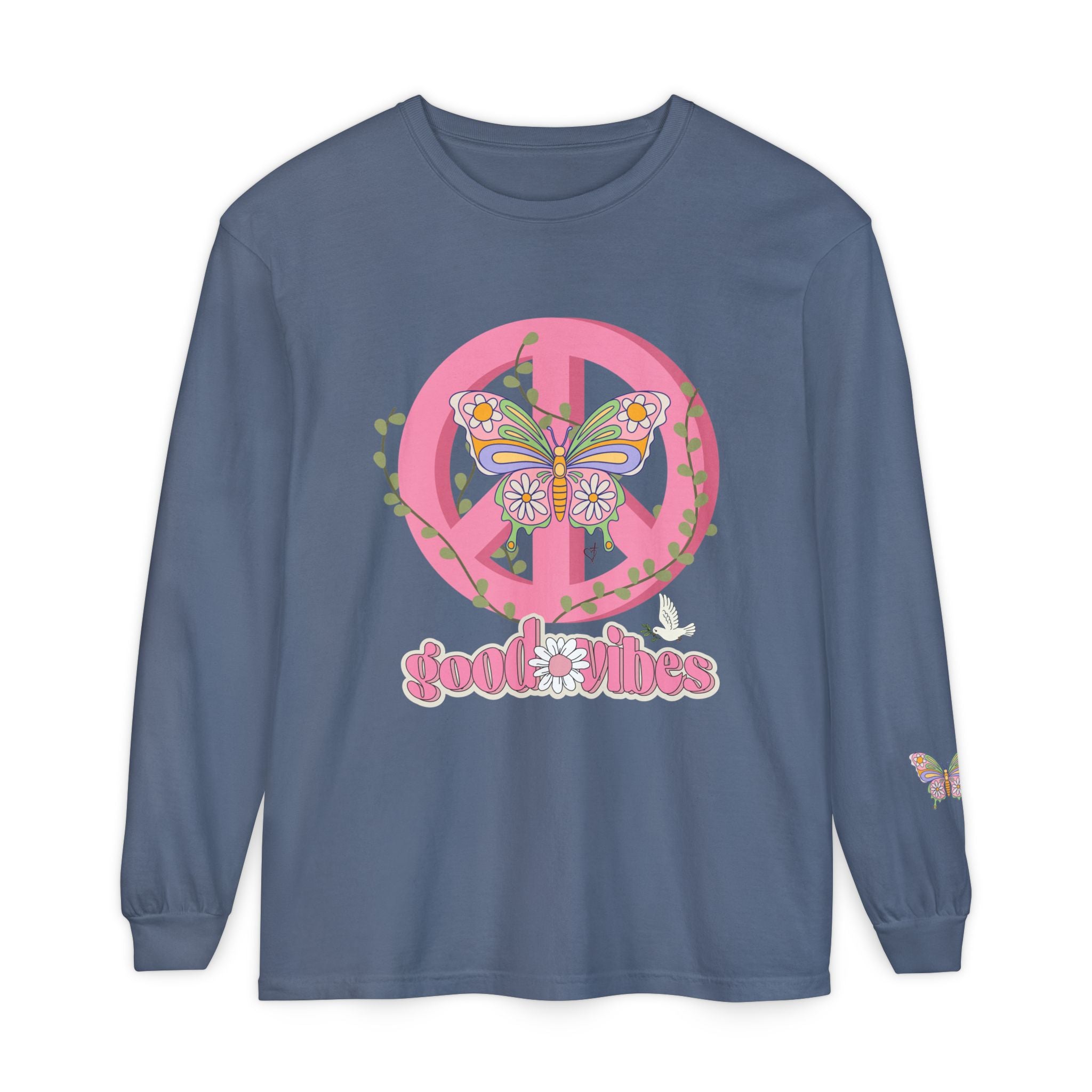Peace and Love Soft Long Sleeve Good Vibes T-Shirt -- for Her