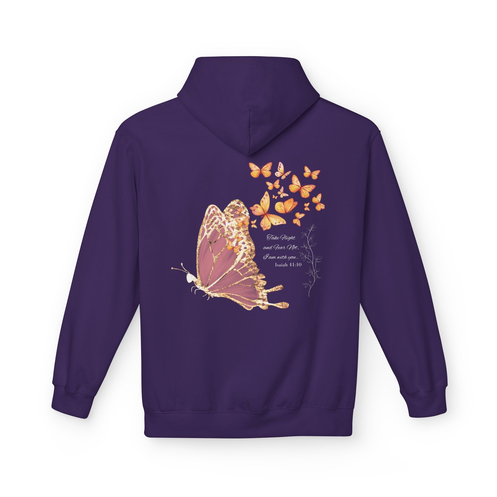 Adult Female Lightweight Soft Fleece Style Hoodie With Pockets:  "I am With You"  (Isaiah 41:10)