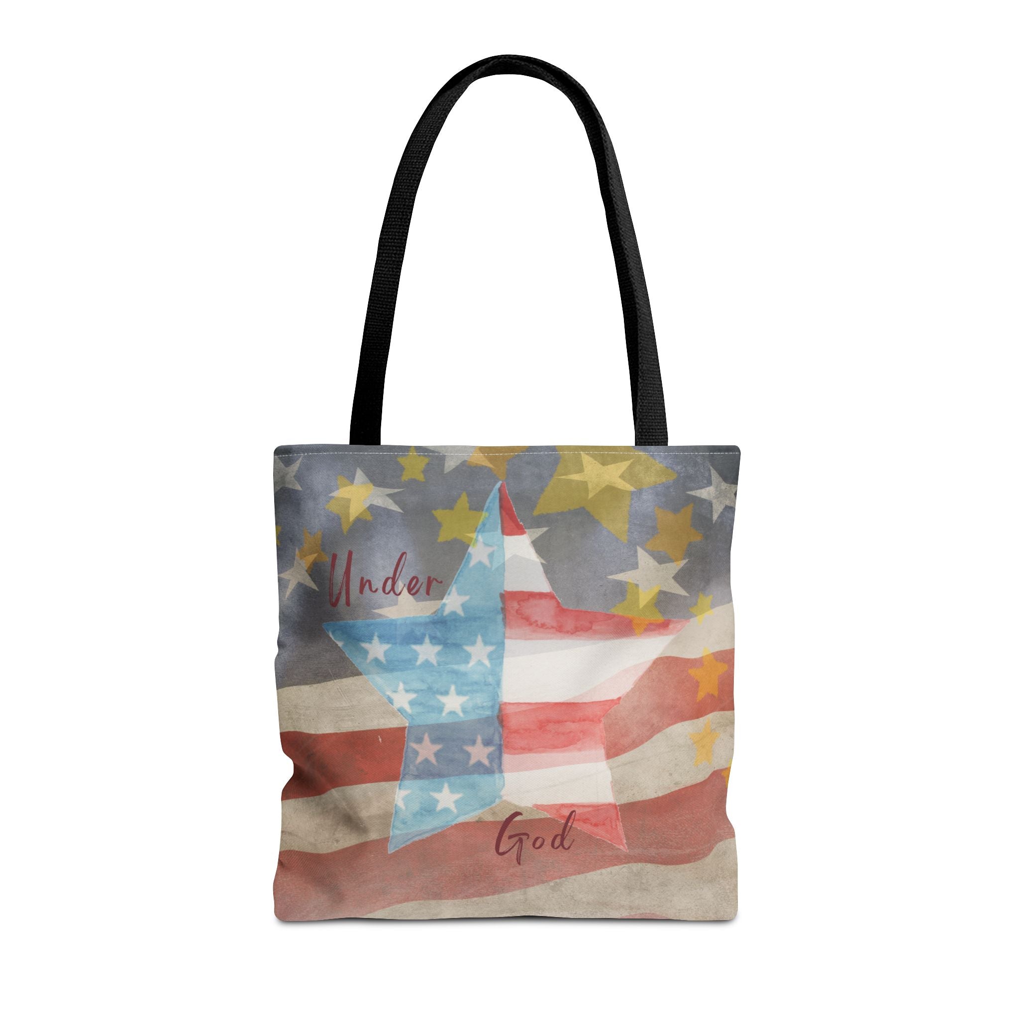 Under God | Watercolor Stars and Stripes Tote Bag 3 Sizes