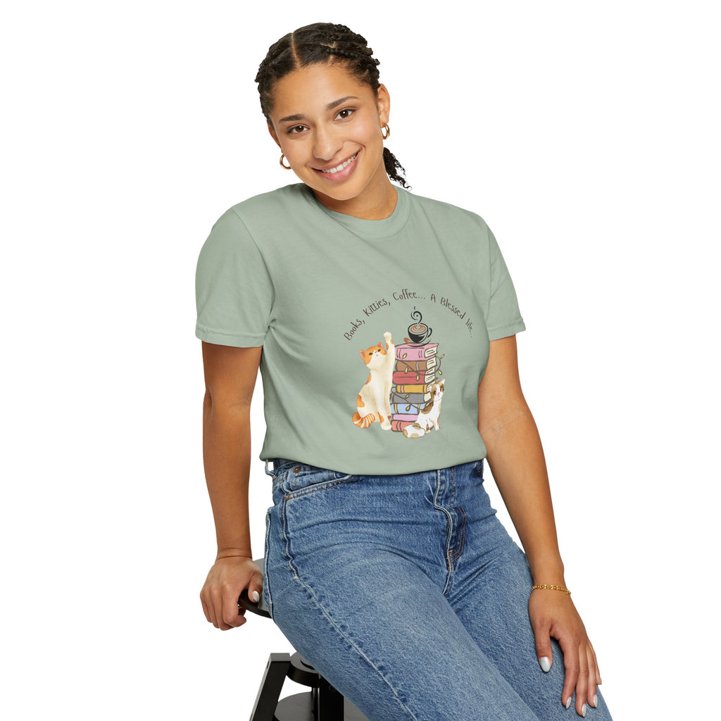Books Kitties Coffee - A Blessed Life Relaxed Tee