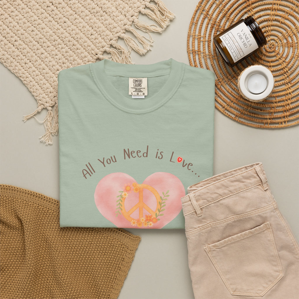 Peace and Love — Watercolor All You Need Is Love Tee — For Her