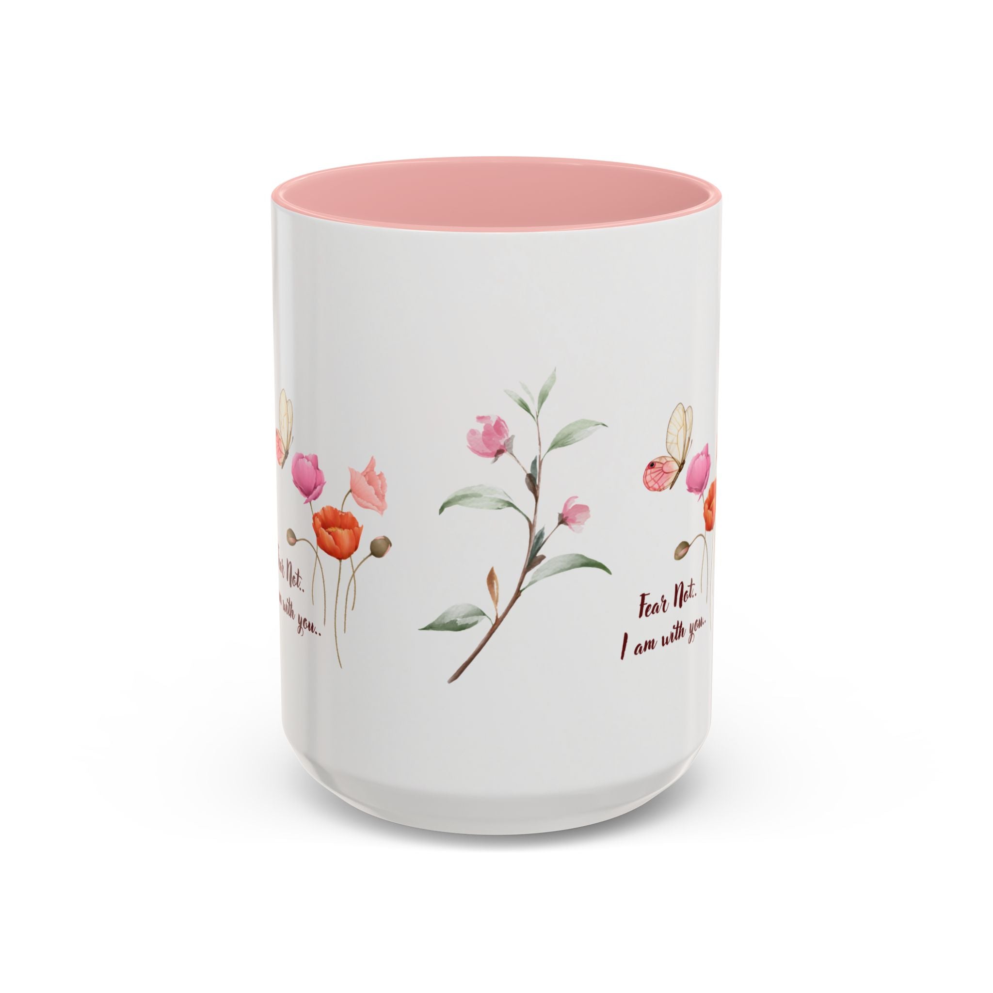 "Fear Not I am With You" Poppies Coffee Mug - Morning Grace in Every Sip (11, 15oz)