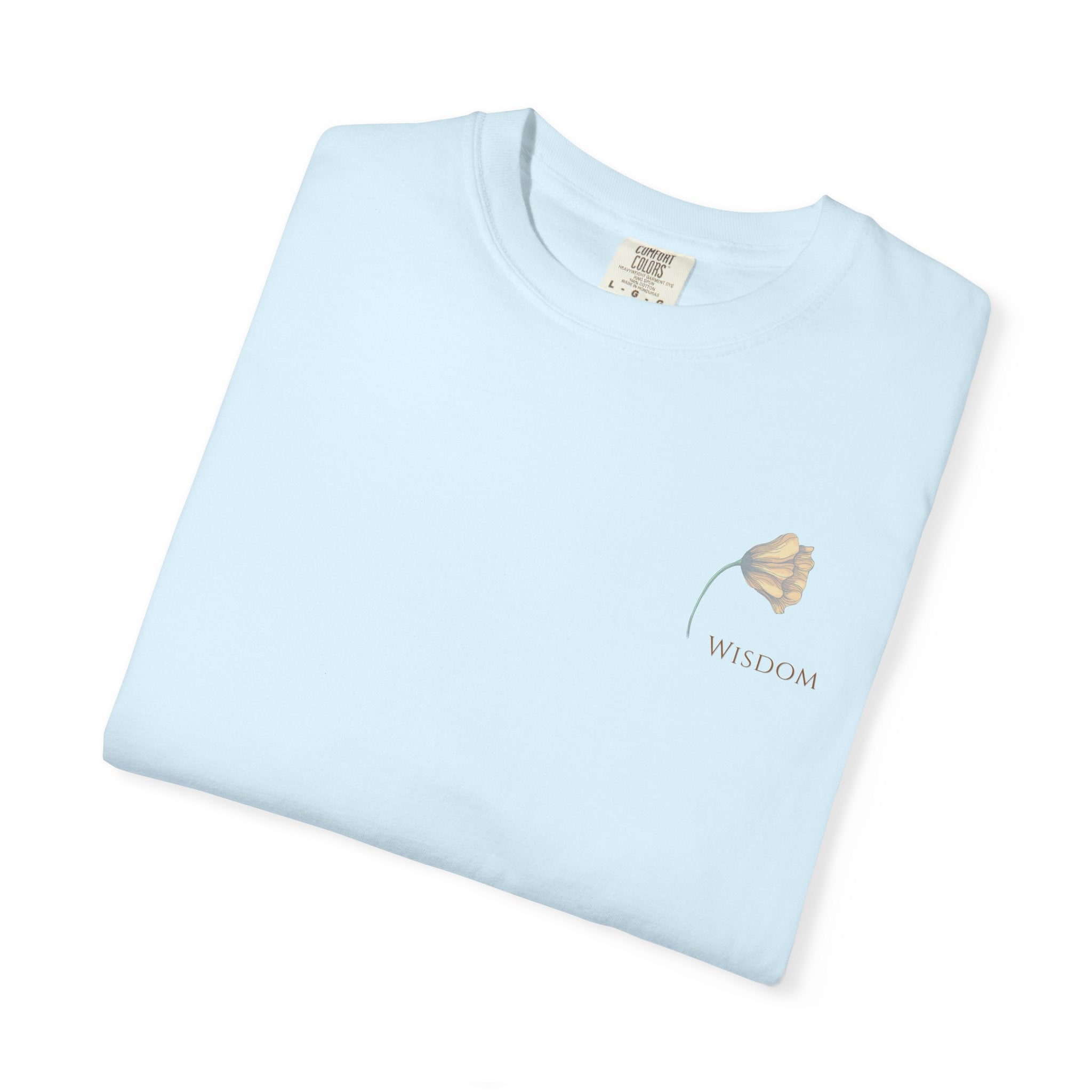 Whispers Collection™ | “Wisdom” Comfort Colors® Garment-Dyed Tee | Inspirational Botanical Shirt | Literary Minimalist Graphic Tee Women Adult