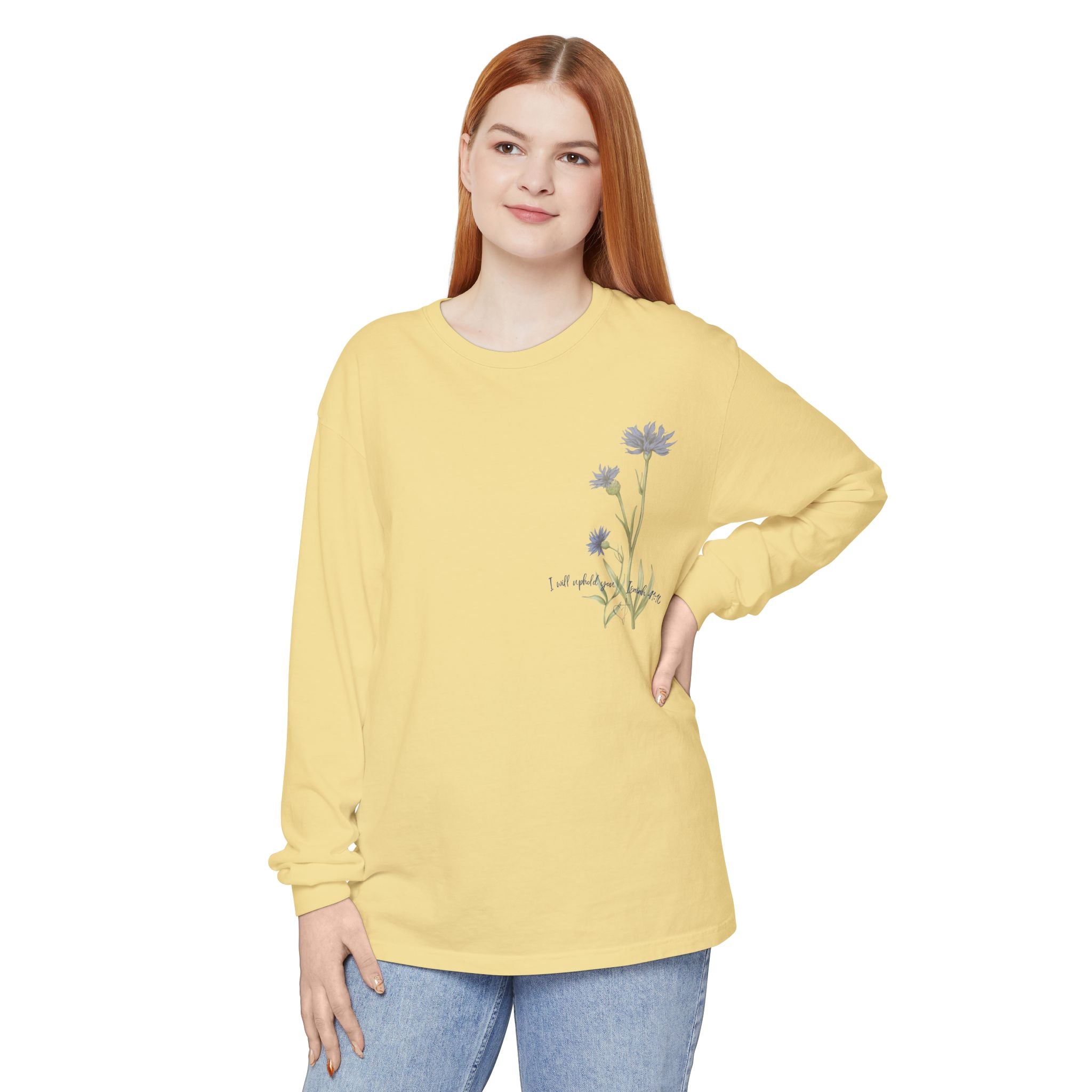 Fear Not – I Will Uphold You:  Isaiah 41:10 Women's Long Sleeve Faith Tee