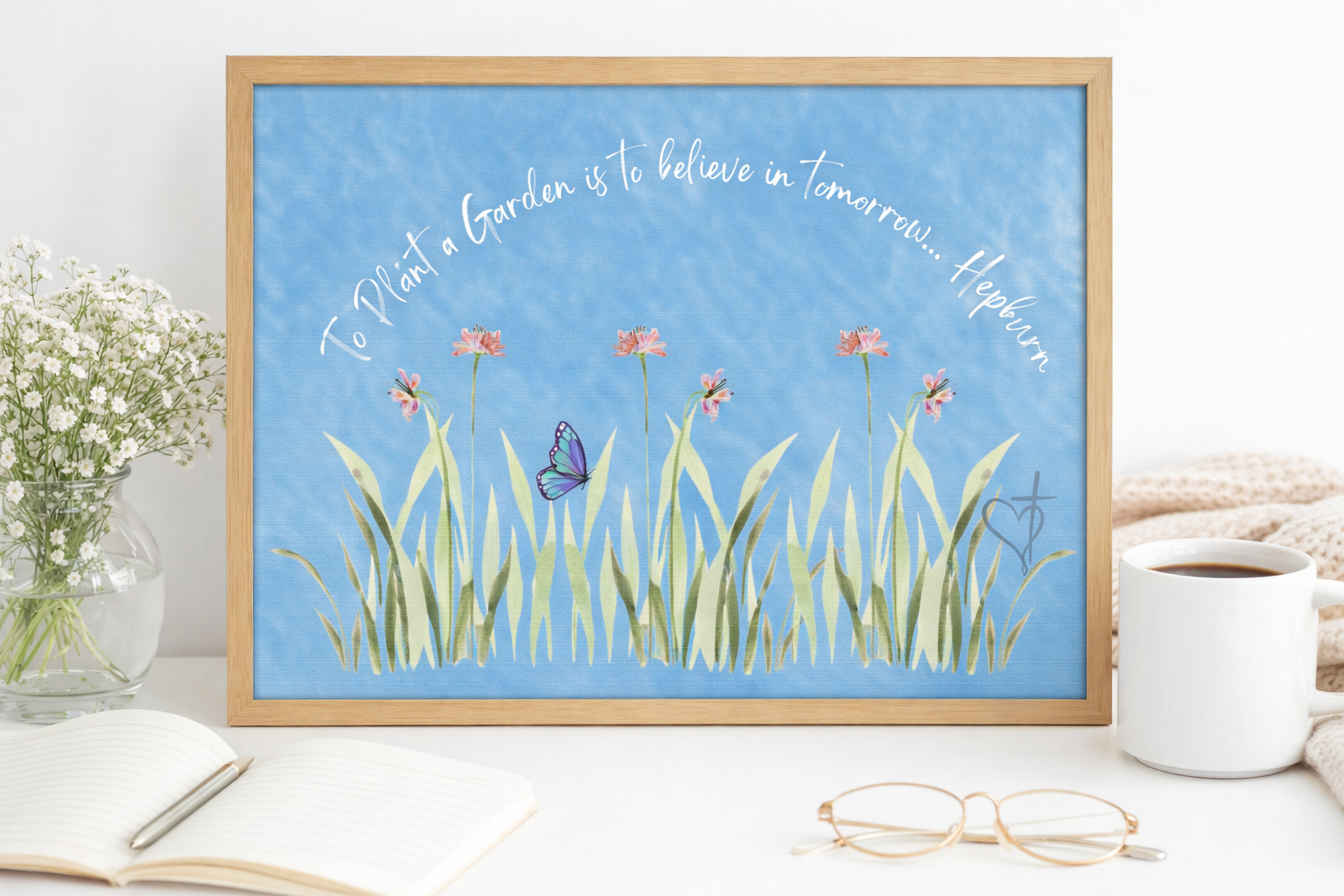 To Plant a Garden Canvas Print – Believe in Tomorrow (Audrey Hepburn Quote) Matte Stretched Wall Art
