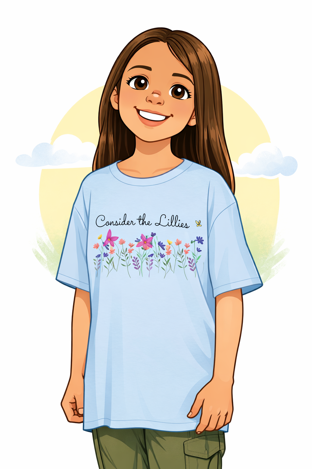 Consider the Lilies Girls' Tee – Love & Grace in Bloom  Kids Cotton™ Tee