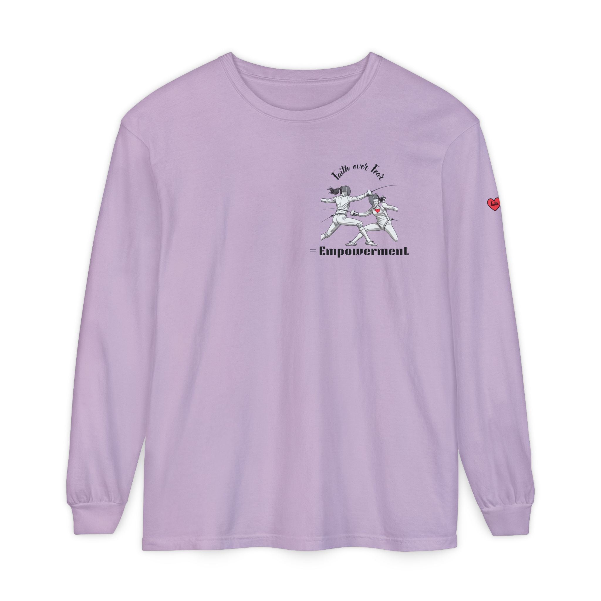 Faith Over Fear – Empowerment Long Sleeve Fencing Tee for Women & Girls