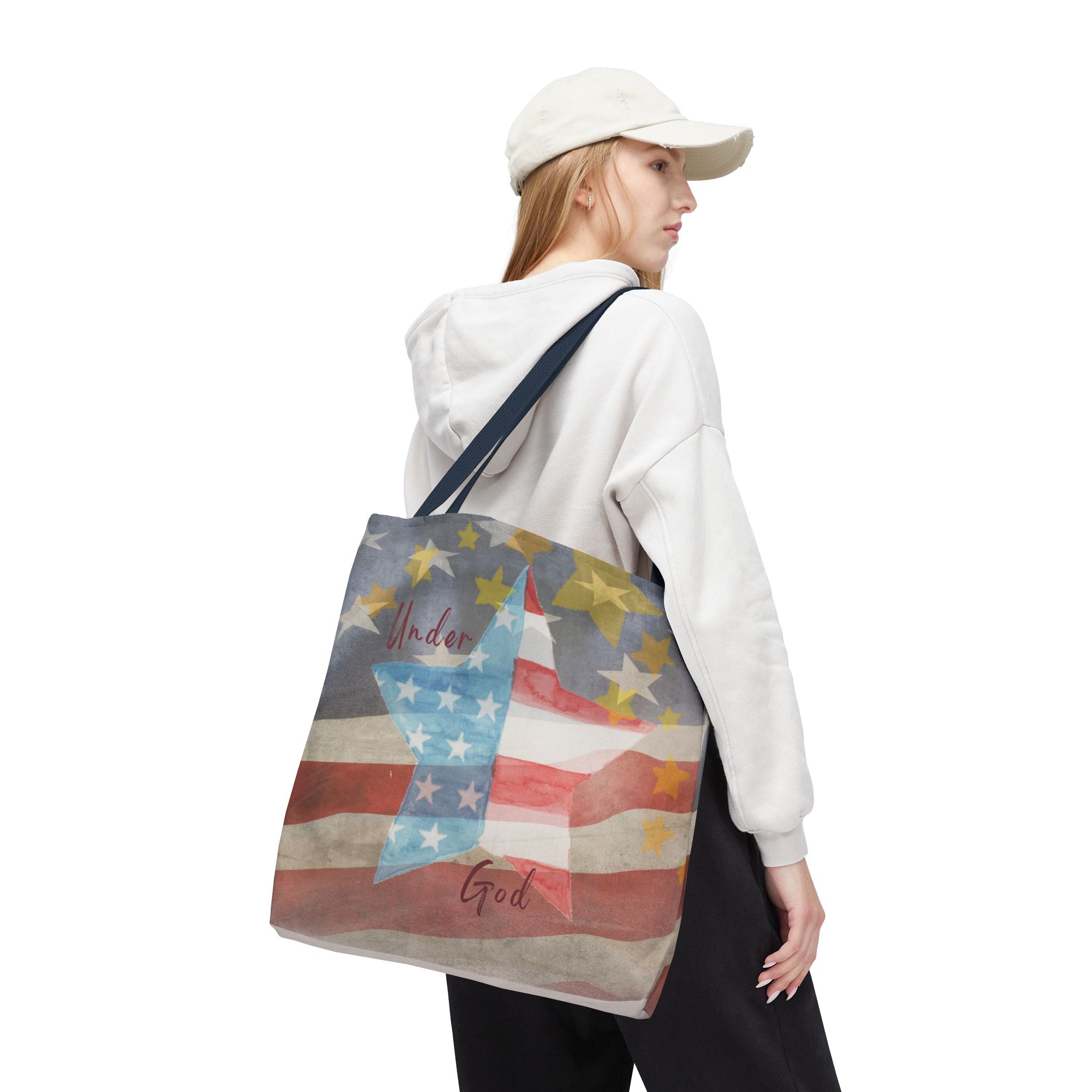 Under God | Watercolor Stars and Stripes Tote Bag 3 Sizes