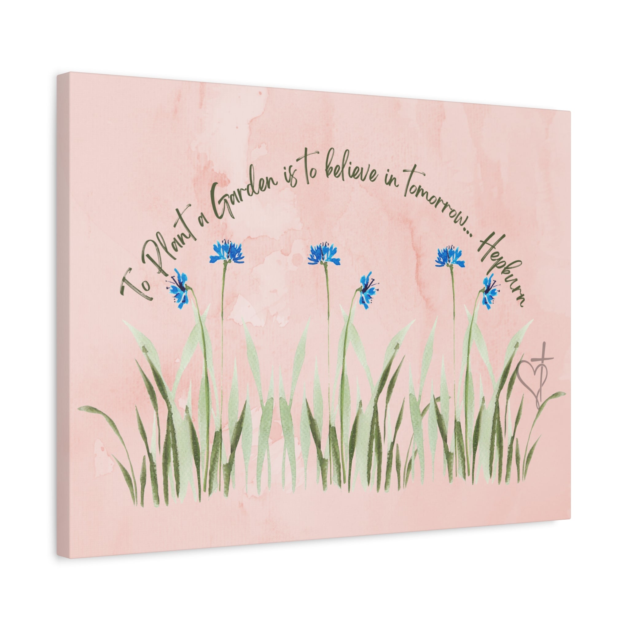 To Plant a Garden Is to Believe in Tomorrow Canvas Print – Audrey Hepburn Quote (Peach) Matte stretch Canvas