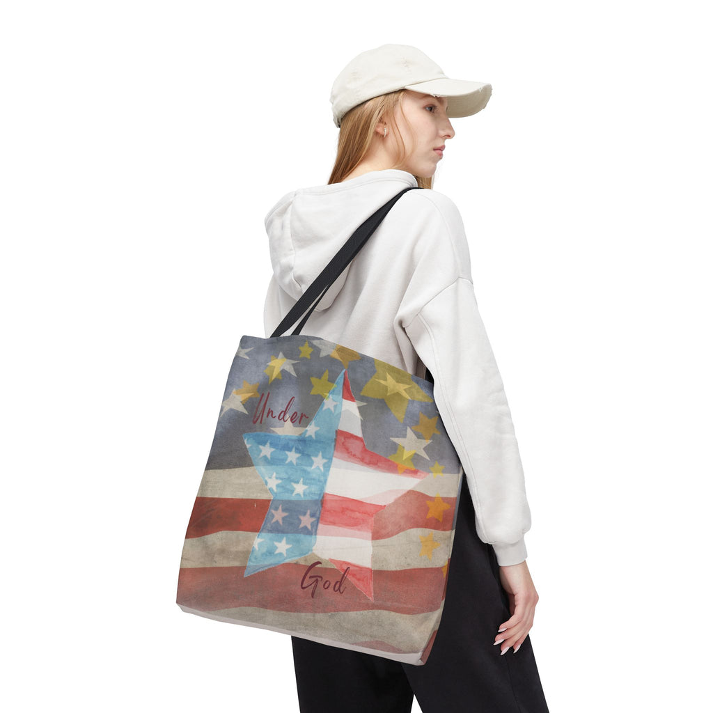 Under God | Watercolor Stars and Stripes Tote Bag 3 Sizes