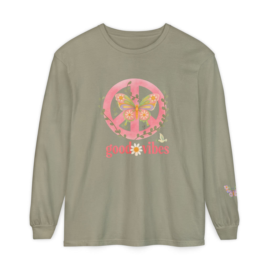 Peace and Love Soft Long Sleeve Good Vibes T-Shirt -- for Her