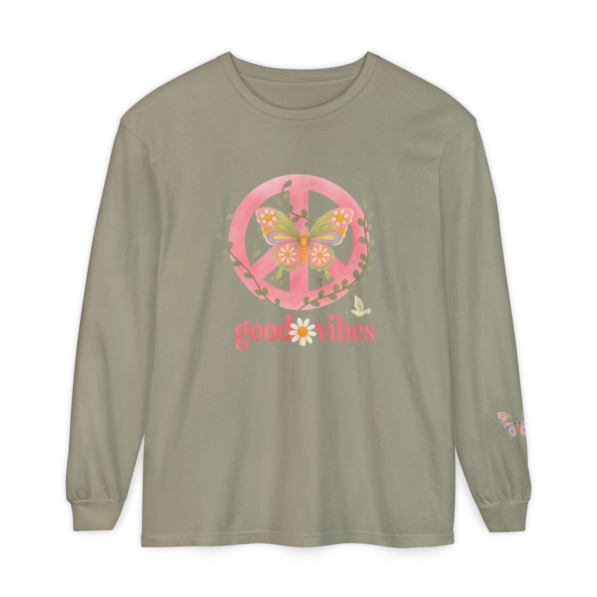Peace and Love Soft Long Sleeve Good Vibes T-Shirt -- for Her