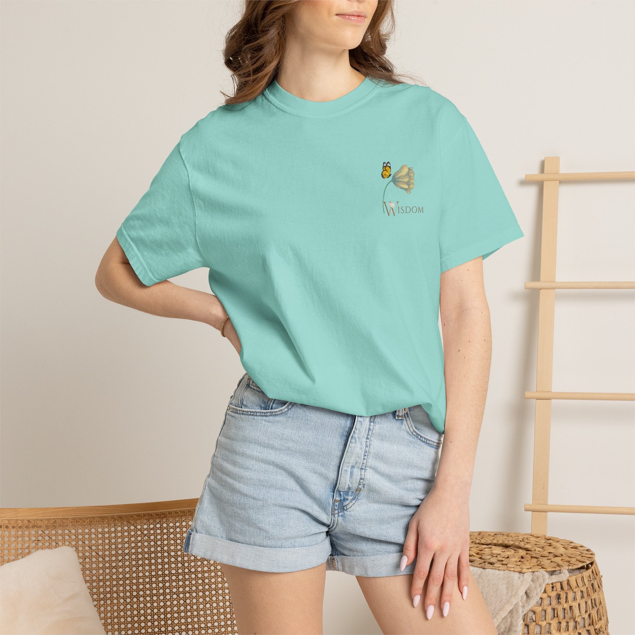 Whispers Collection™ | “Wisdom” Comfort Colors® Garment-Dyed Tee | Inspirational Botanical Shirt | Literary Minimalist Graphic Tee Women Adult