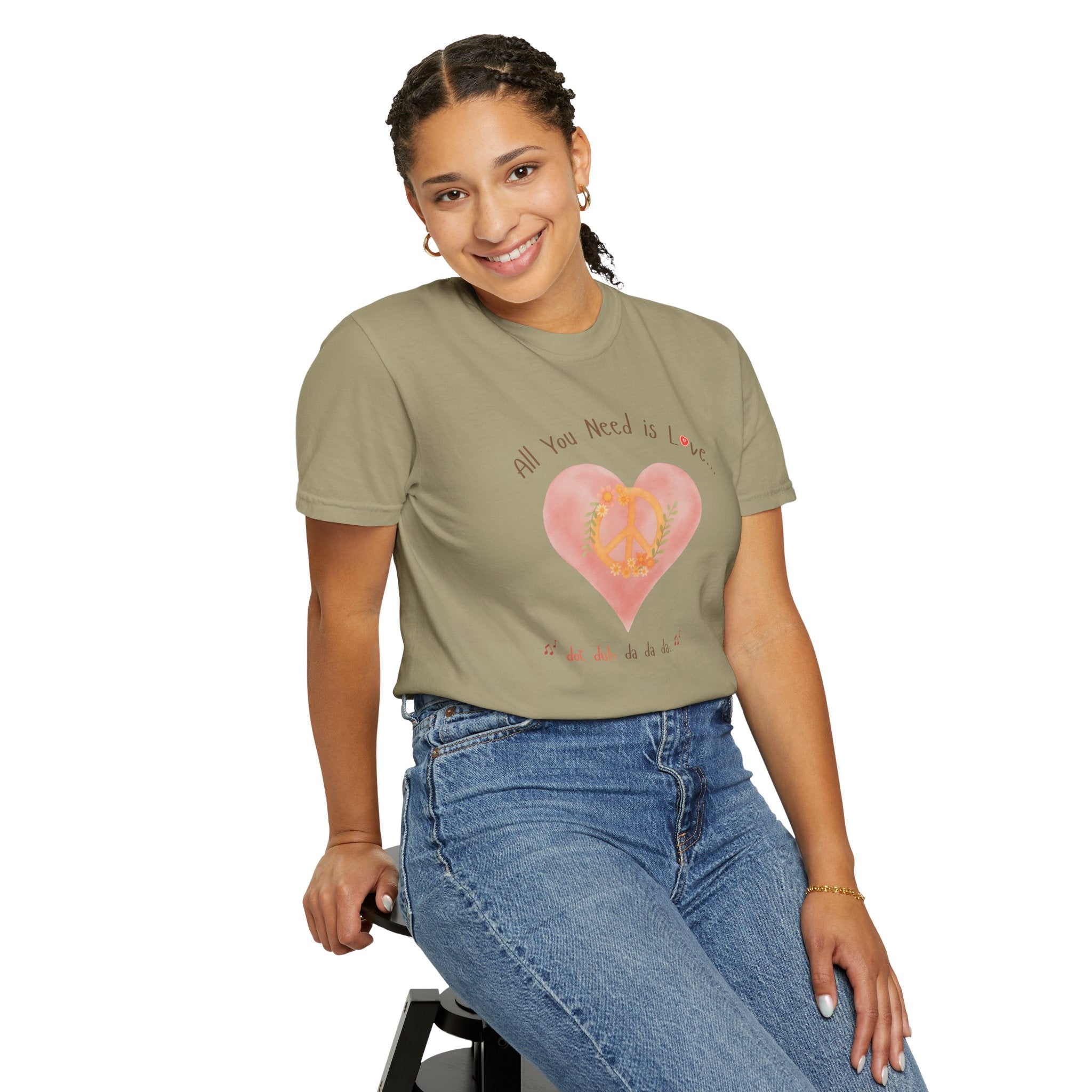 Peace and Love — Watercolor All You Need Is Love Tee — For Her