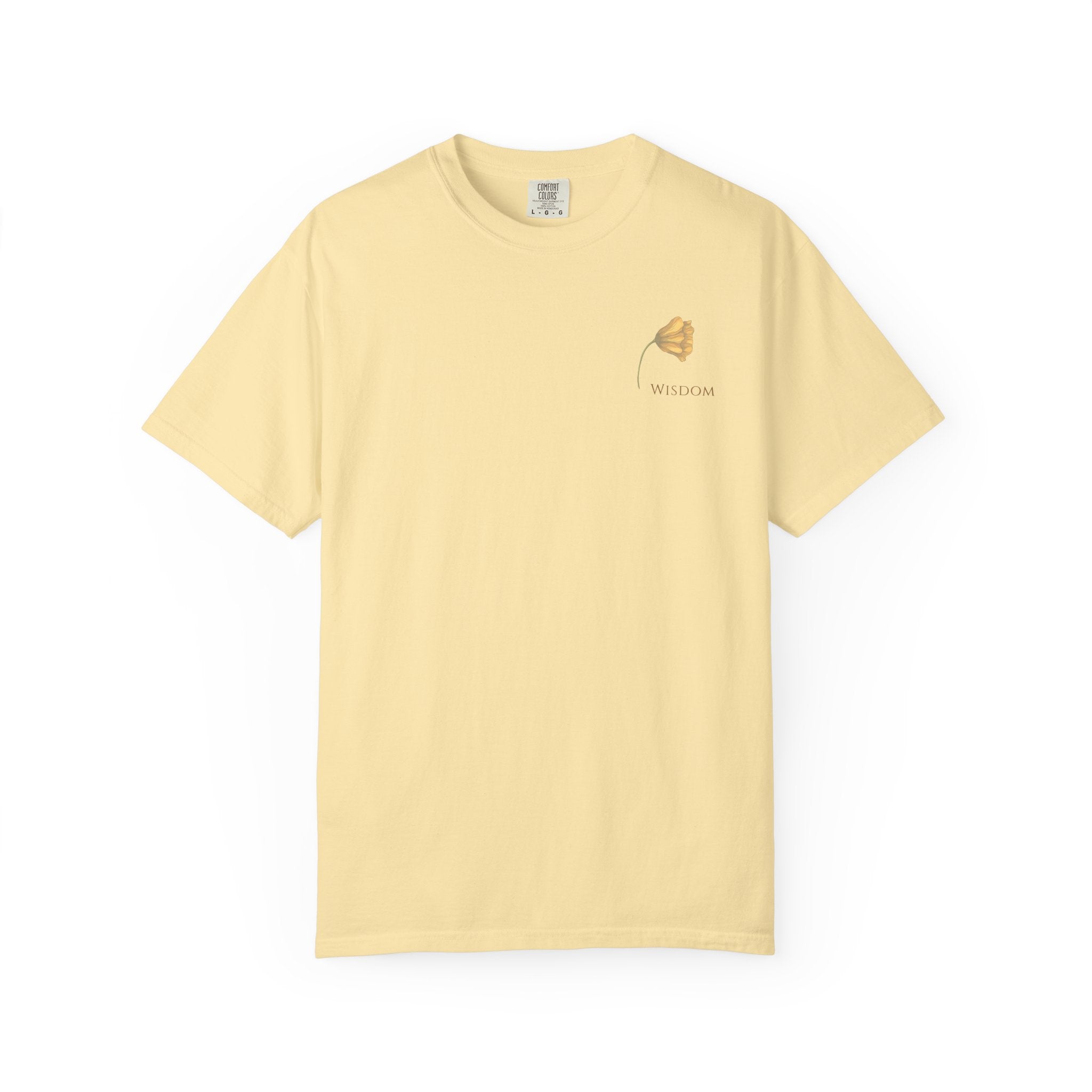 Whispers Collection™ | “Wisdom” Comfort Colors® Garment-Dyed Tee | Inspirational Botanical Shirt | Literary Minimalist Graphic Tee Women Adult