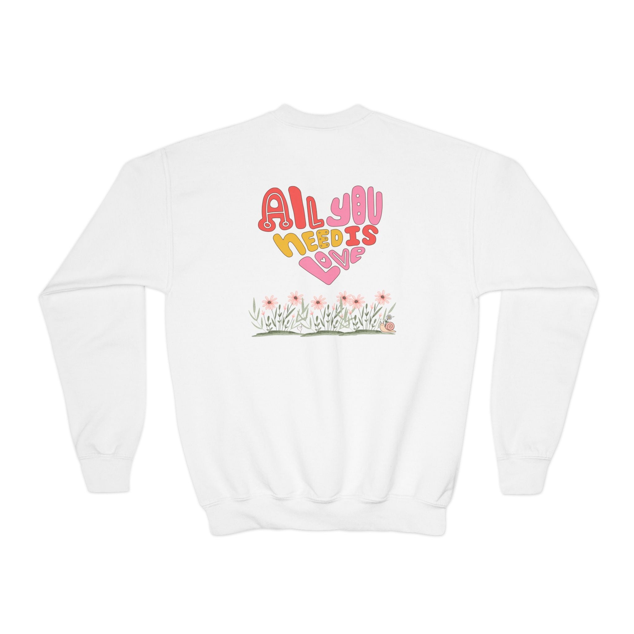 Youth Female Retro Crewneck Sweatshirt:  All You Need is Love