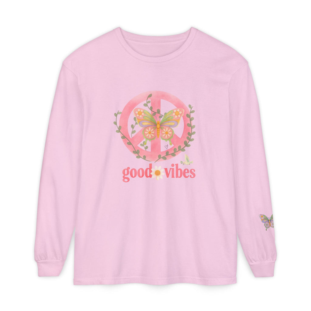 Peace and Love Soft Long Sleeve Good Vibes T-Shirt -- for Her