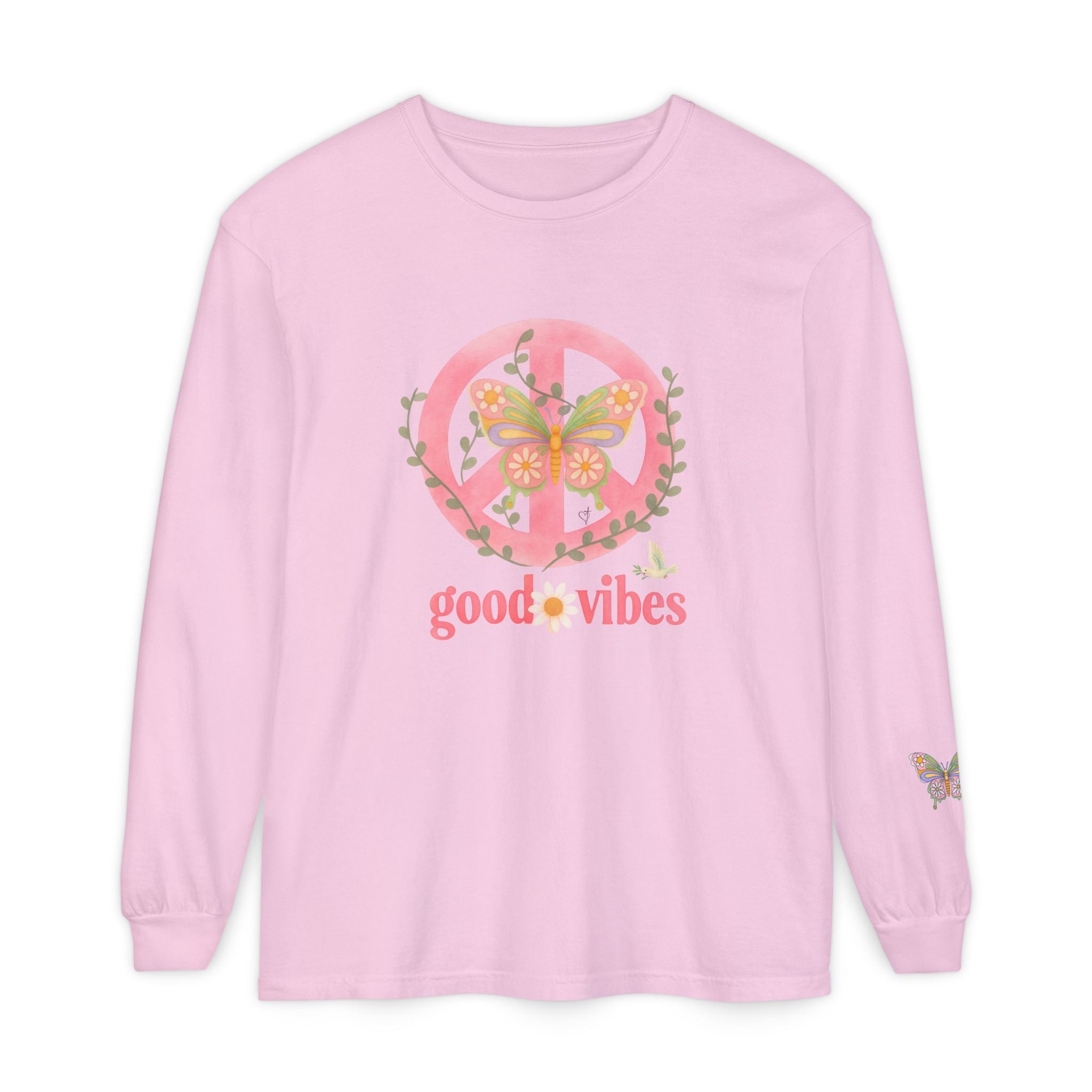 Peace and Love Soft Long Sleeve Good Vibes T-Shirt -- for Her