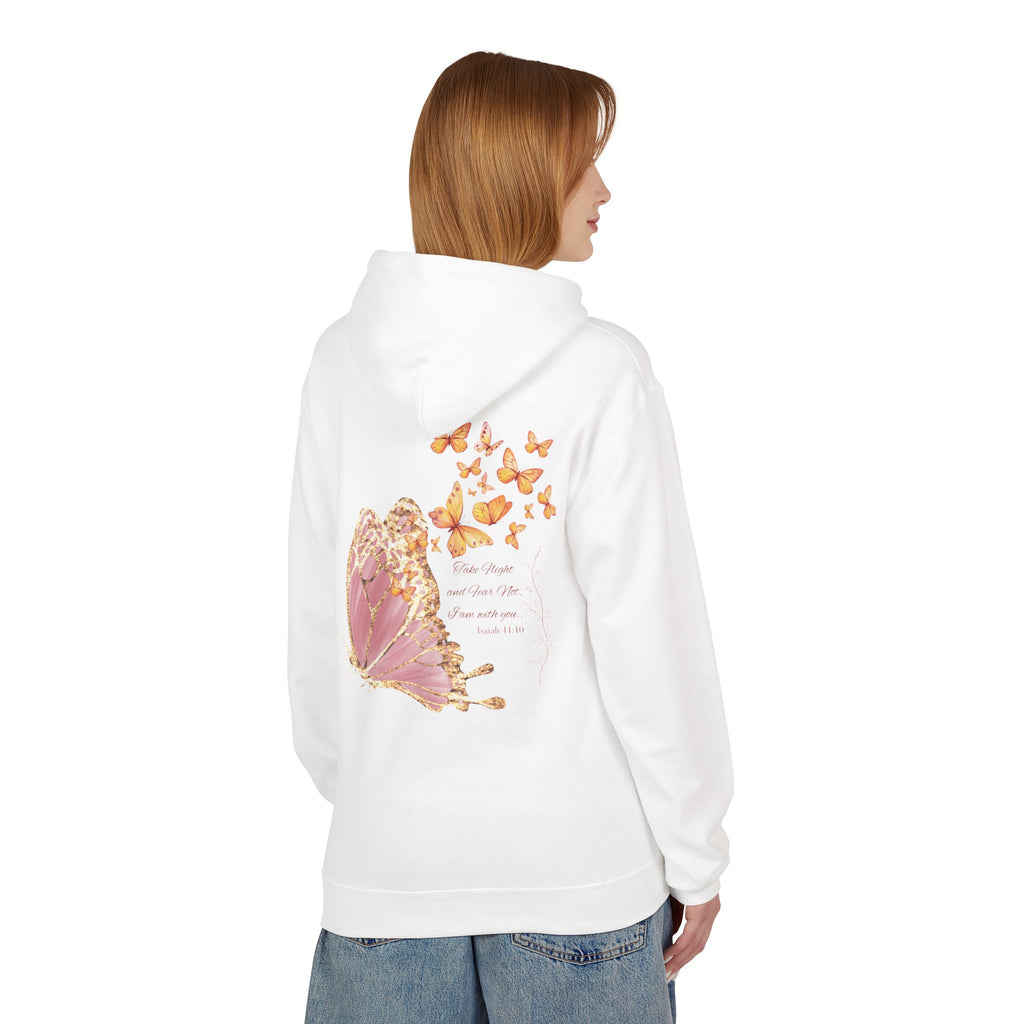 Adult Female Lightweight Soft Fleece Style Hoodie With Pockets:  "I am With You"  (Isaiah 41:10)
